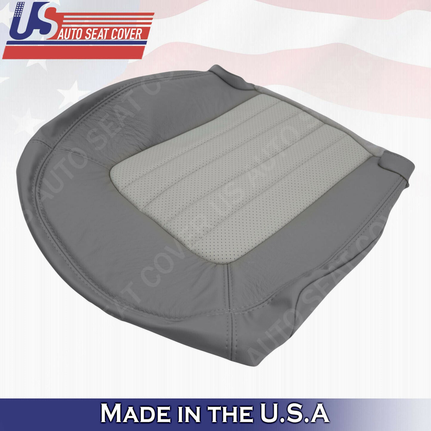 2002 TO 2005 Mercury Mountaineer Passenger Bottom Leather Seat Cover 2-TONE GRAY