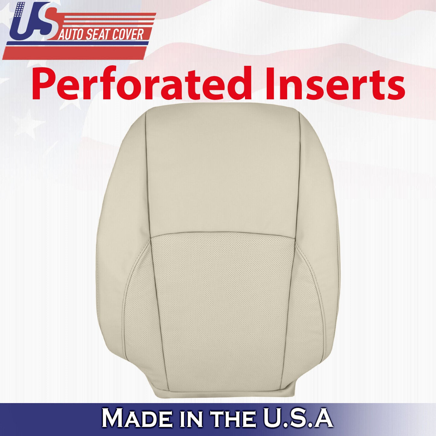 2009 Lexus ES350 Passenger Side Top Perforated Leather Seat Cover Light Tan