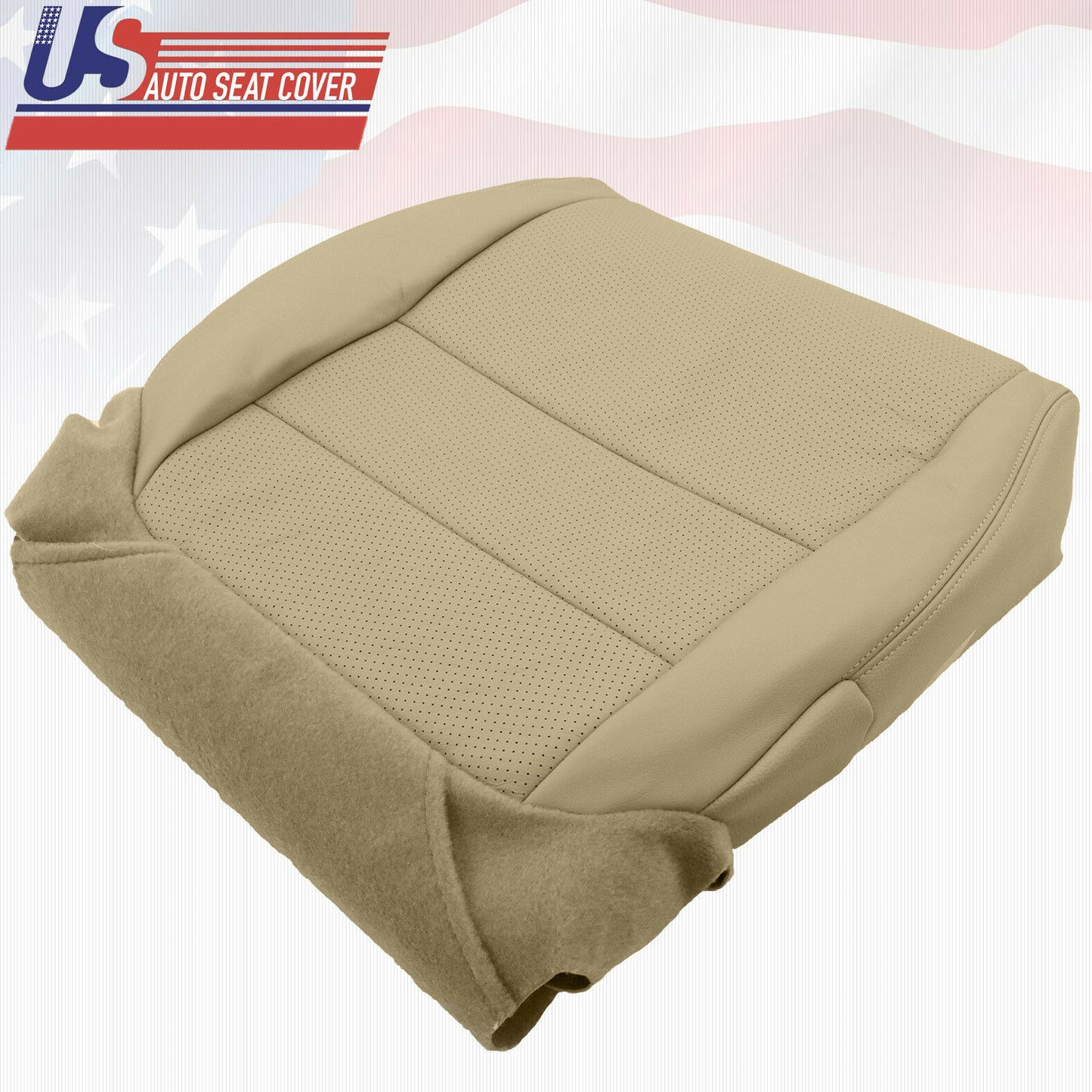 For 2007 08 Acura TL Driver & Passenger Bottom Seat Cover Perforated Leather TAN