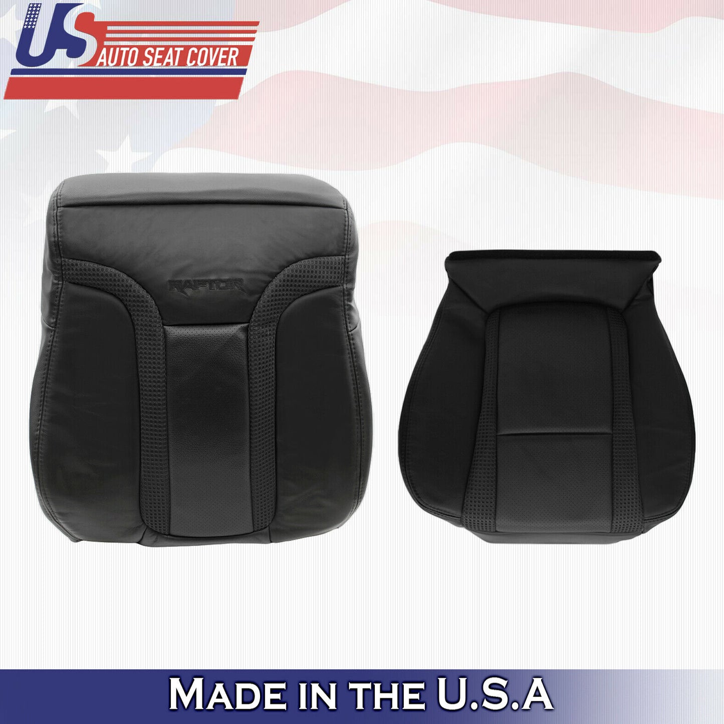 2010-2014 Ford F-150 Raptor SVT Front tops & Bottoms Leather seat covers Black
