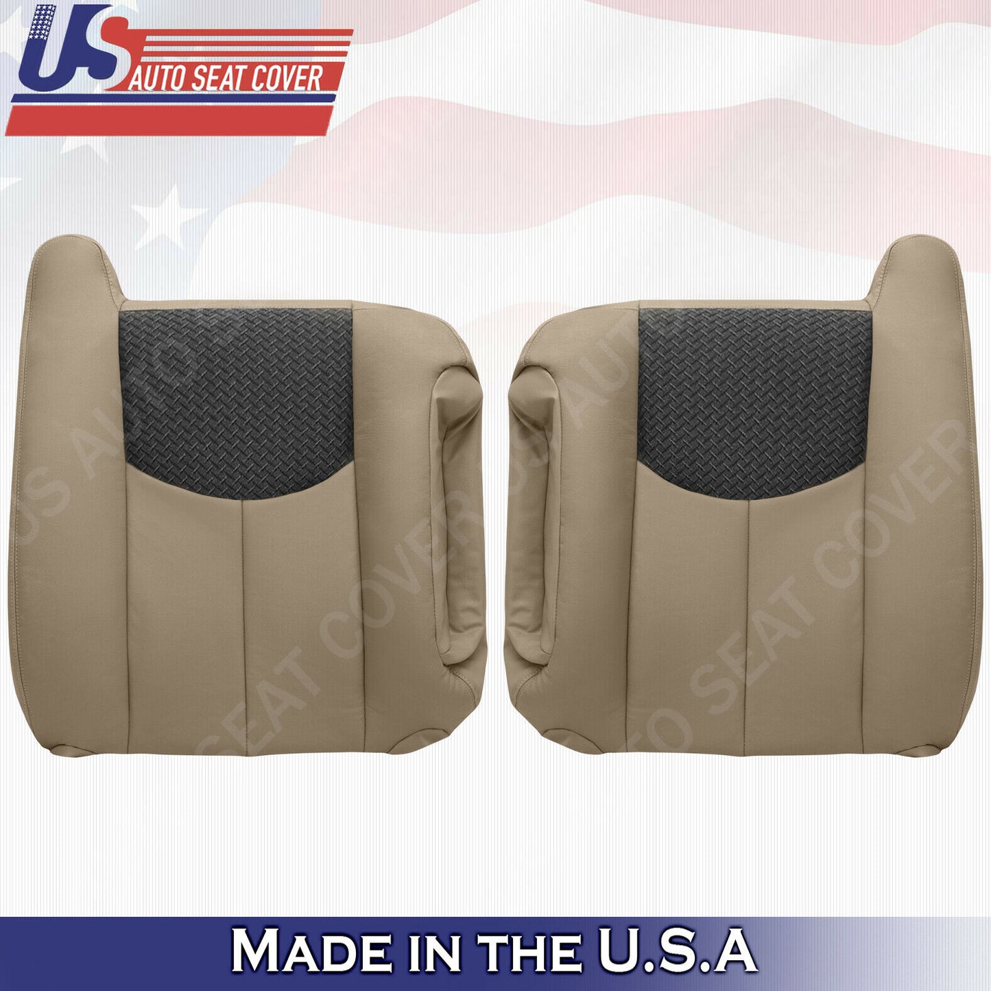 Driver & Passenger Tops Leather-Cloth Covers Tan 2003 to 2006 Chevy Avalanche