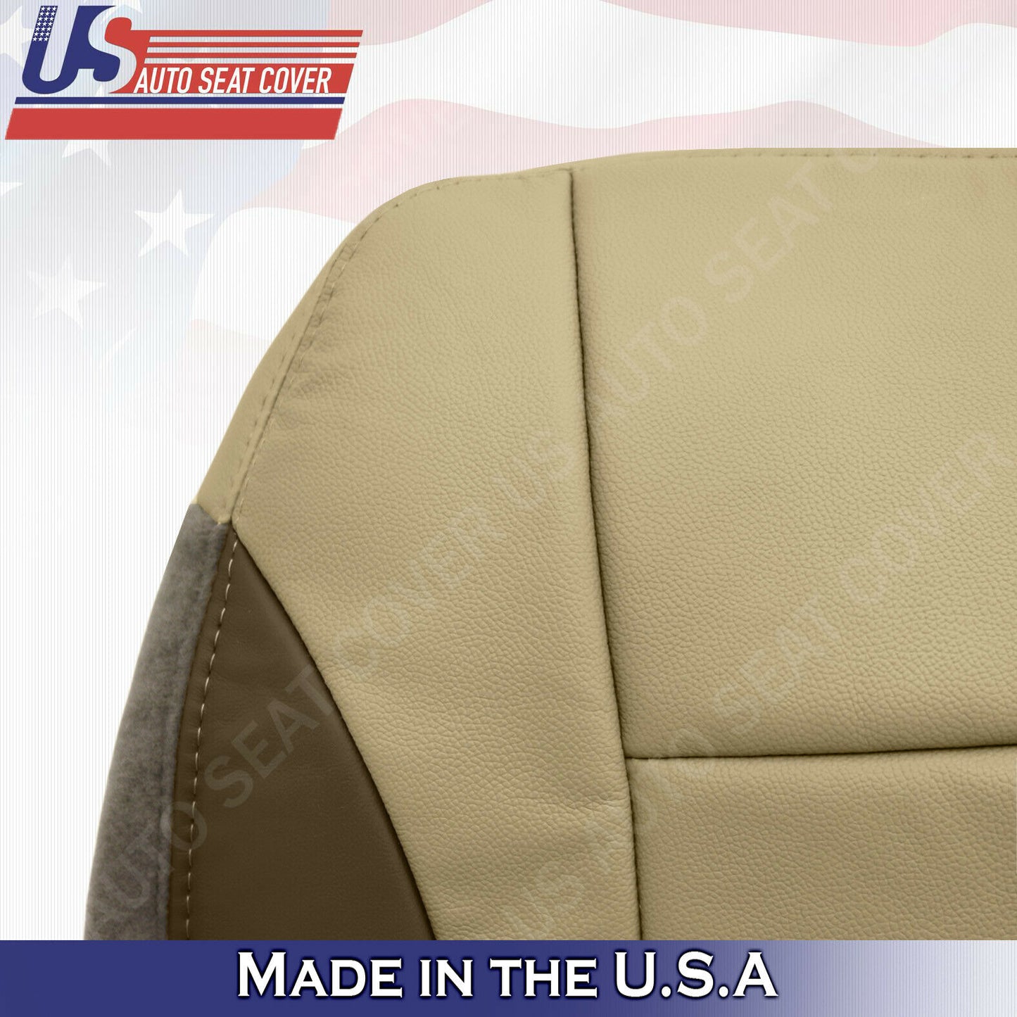 2002 to 2004 Chevy Trailblazer - Passenger Bottom Leather Seat Cover 2-Tone Tan