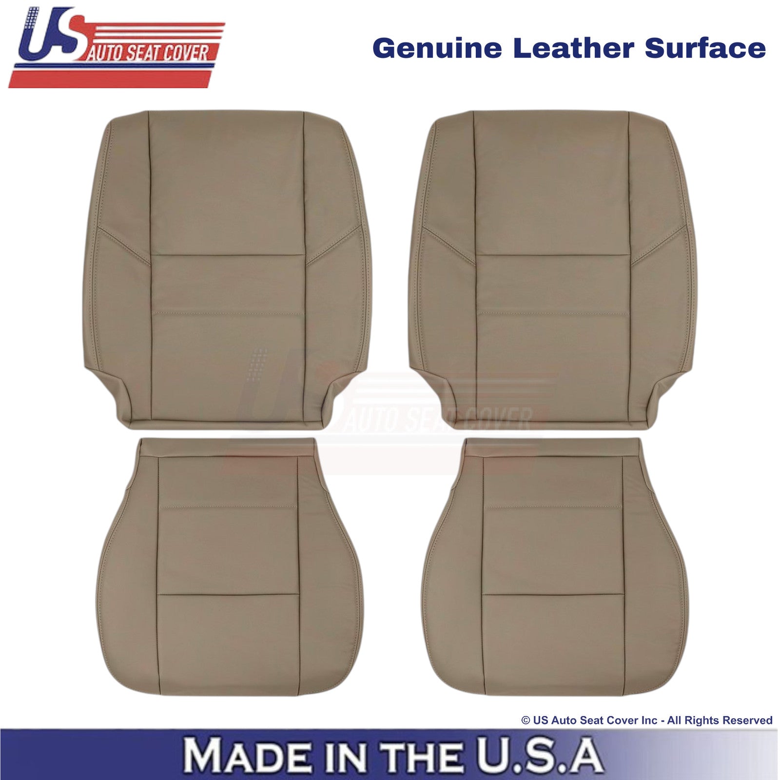 2001-2007 Fits Toyota Sequoia Genuine Leather Front Replacement Seat Covers Tan