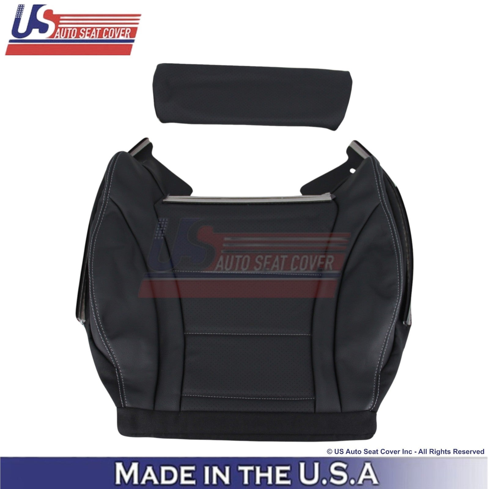 2016-2021 For Mercedes Benz GLC Class Leather Bottom Covers Black - White Stitch
