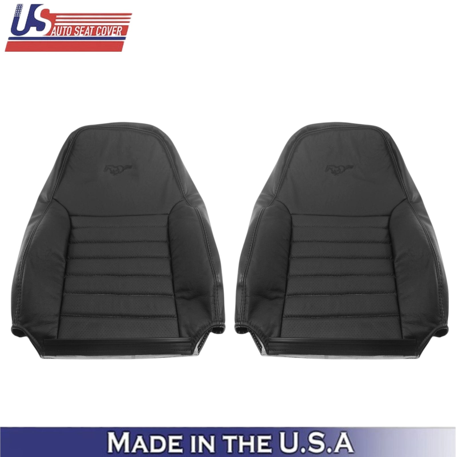 1999-2004 For Ford Mustang GT Genuine Leather Front Seat Covers Dark Charcoal