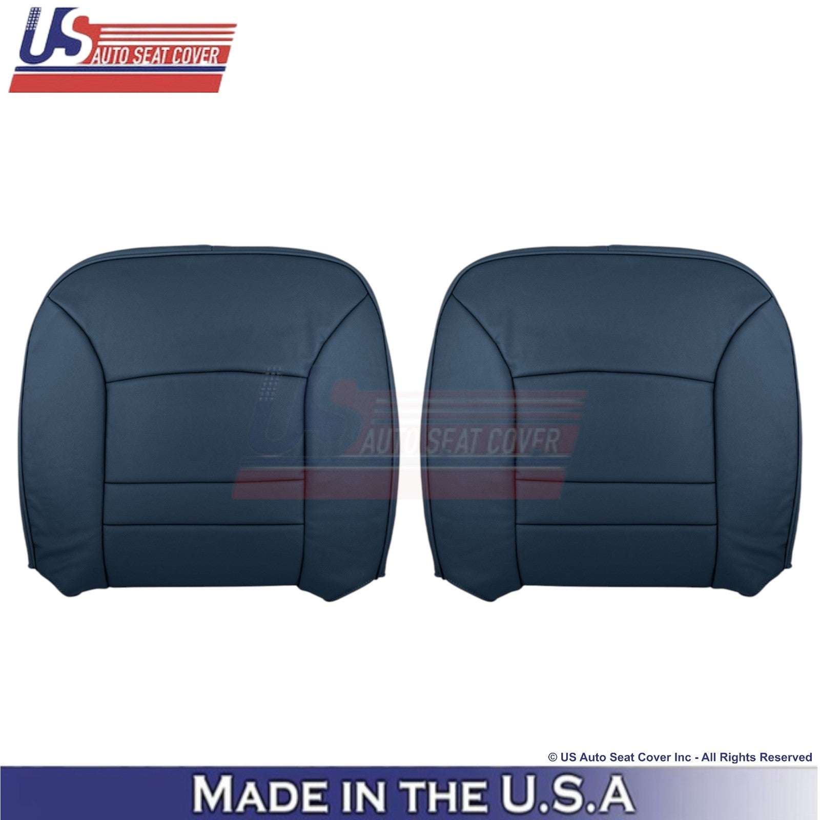 1998-2002 For Ford Crown Victoria Leatherette Front Top Covers Dark Denim Blue