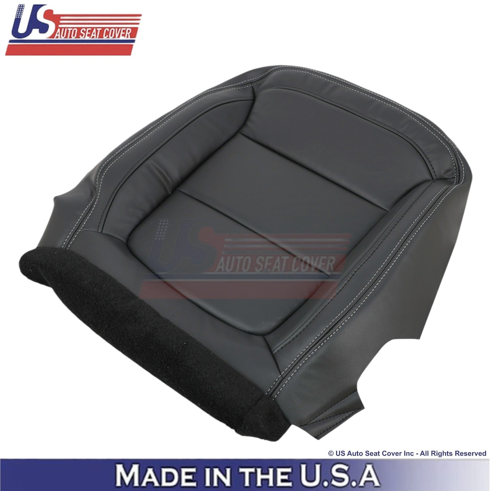 2013-15 For Chevy Malibu Genuine Leather Front Bottom Covers Black w/white Stch