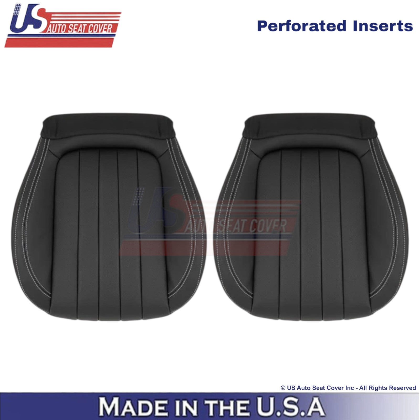 2017-2023 For Mercedes Benz E-Class Leather Bottom Covers Black w/ White Stitch
