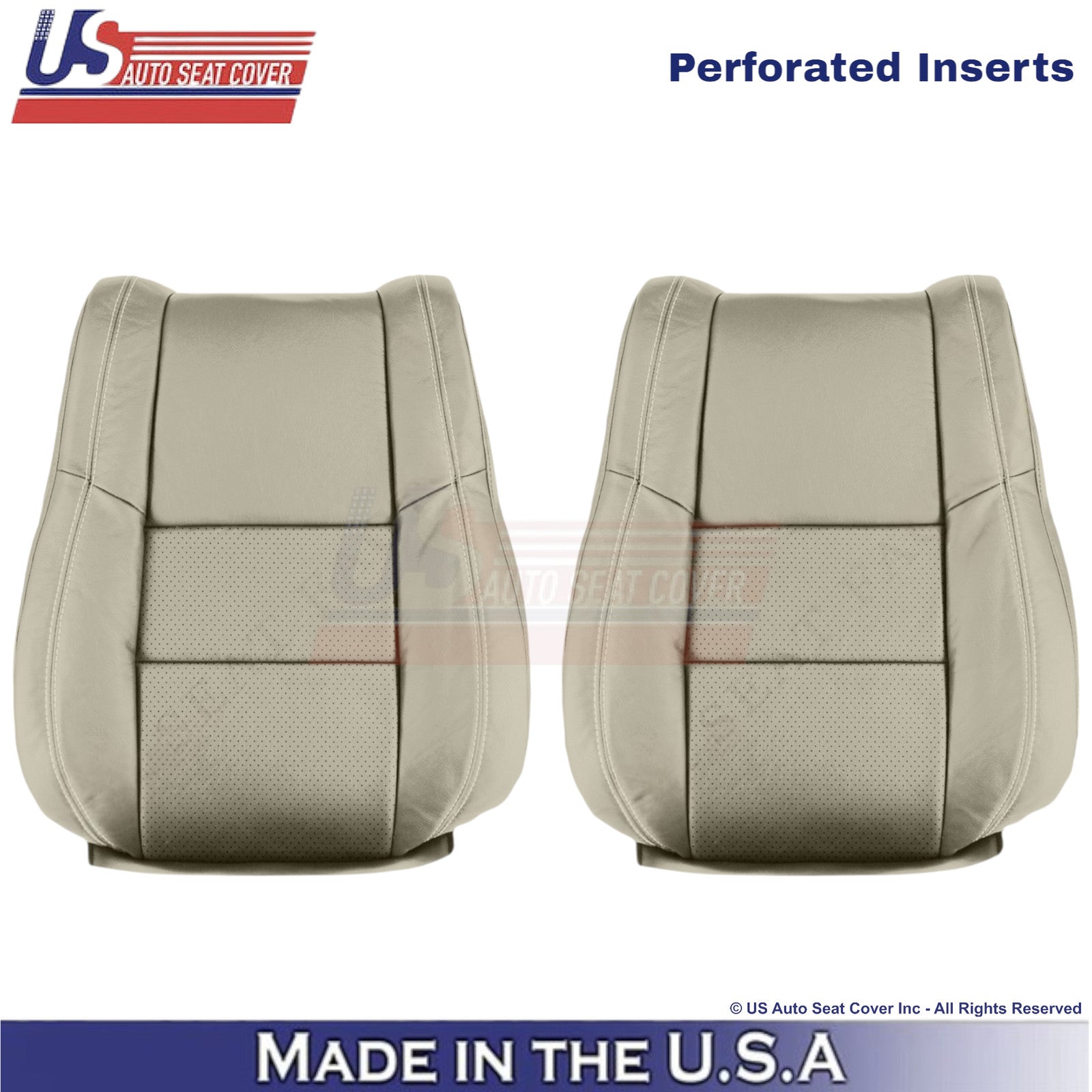 2011-2022 For Dodge Durango Leather Perf. Front Top Covers Light Frost Beige