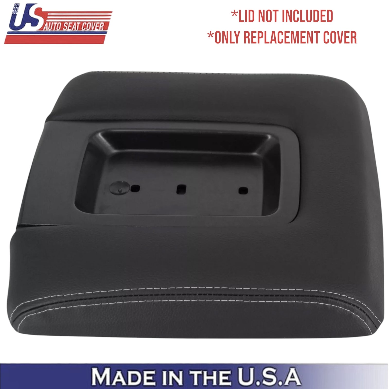 2014-2019 For Chevrolet Silverado Leatherette Center Console Lid Cover Jet Black