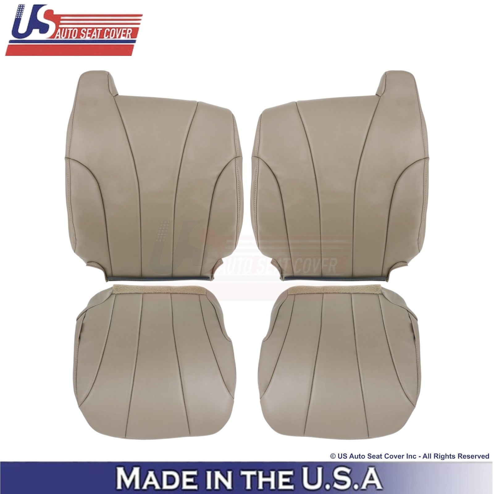 2001-2002 For Chevy Silverado W/T Leatherette Front Seat Covers Medium Neutral