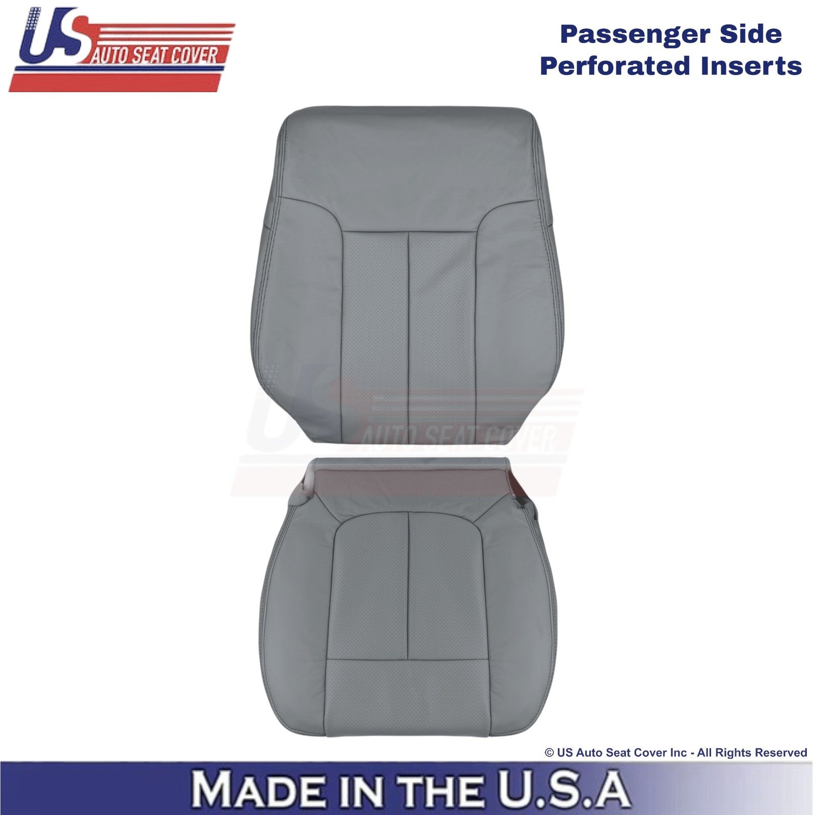 2011-2014 For Ford F150 Lariat Leatherette Perf Passenger Side Covers Steel Gray