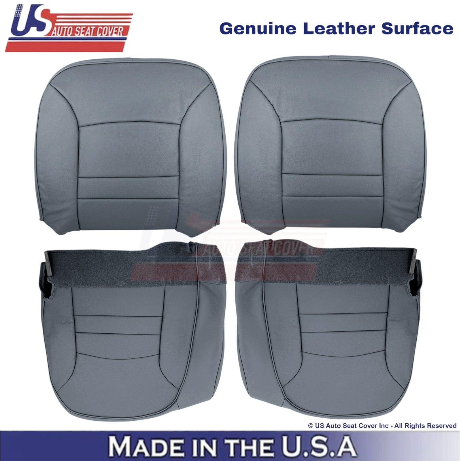 1998-2002 For Ford Crown Victoria Genuine Leather Front Replacement Covers Gray