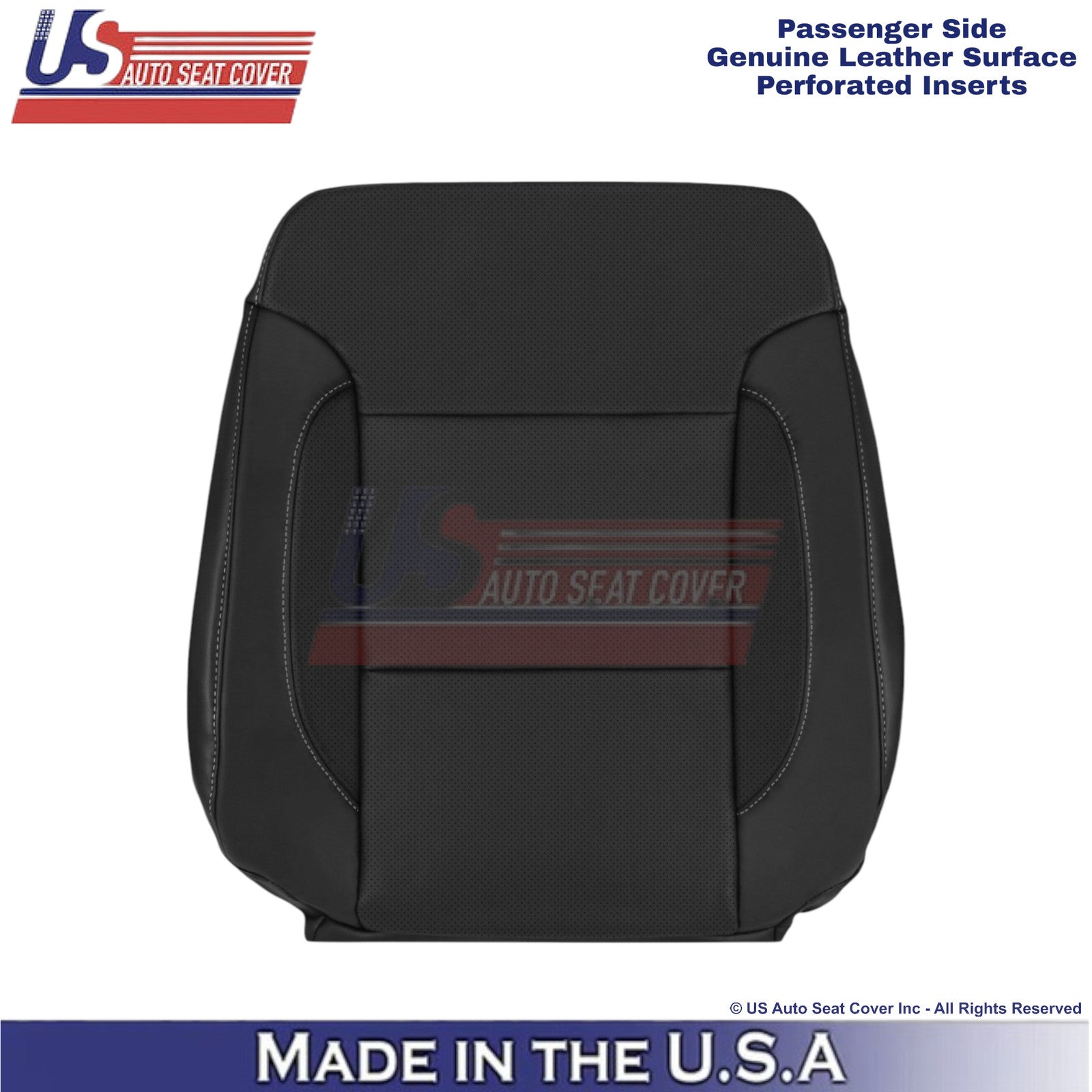 2015-2020 Fits Chevy Tahoe Genuine Leather w Perf. Passenger Top Cover Black