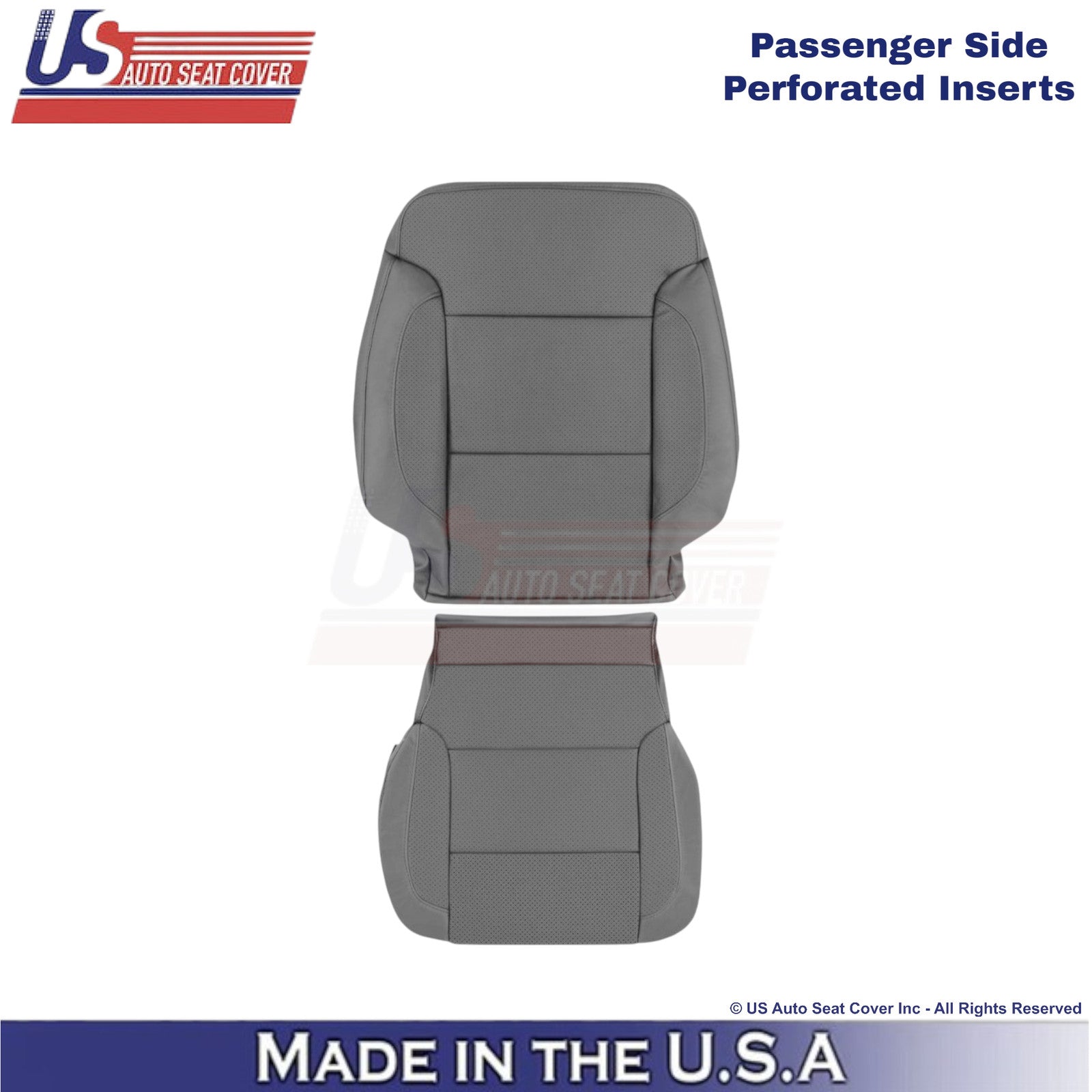 2014-2019 For Chevy Silverado 1500 LT Leatherette Perf Passenger Covers Gray