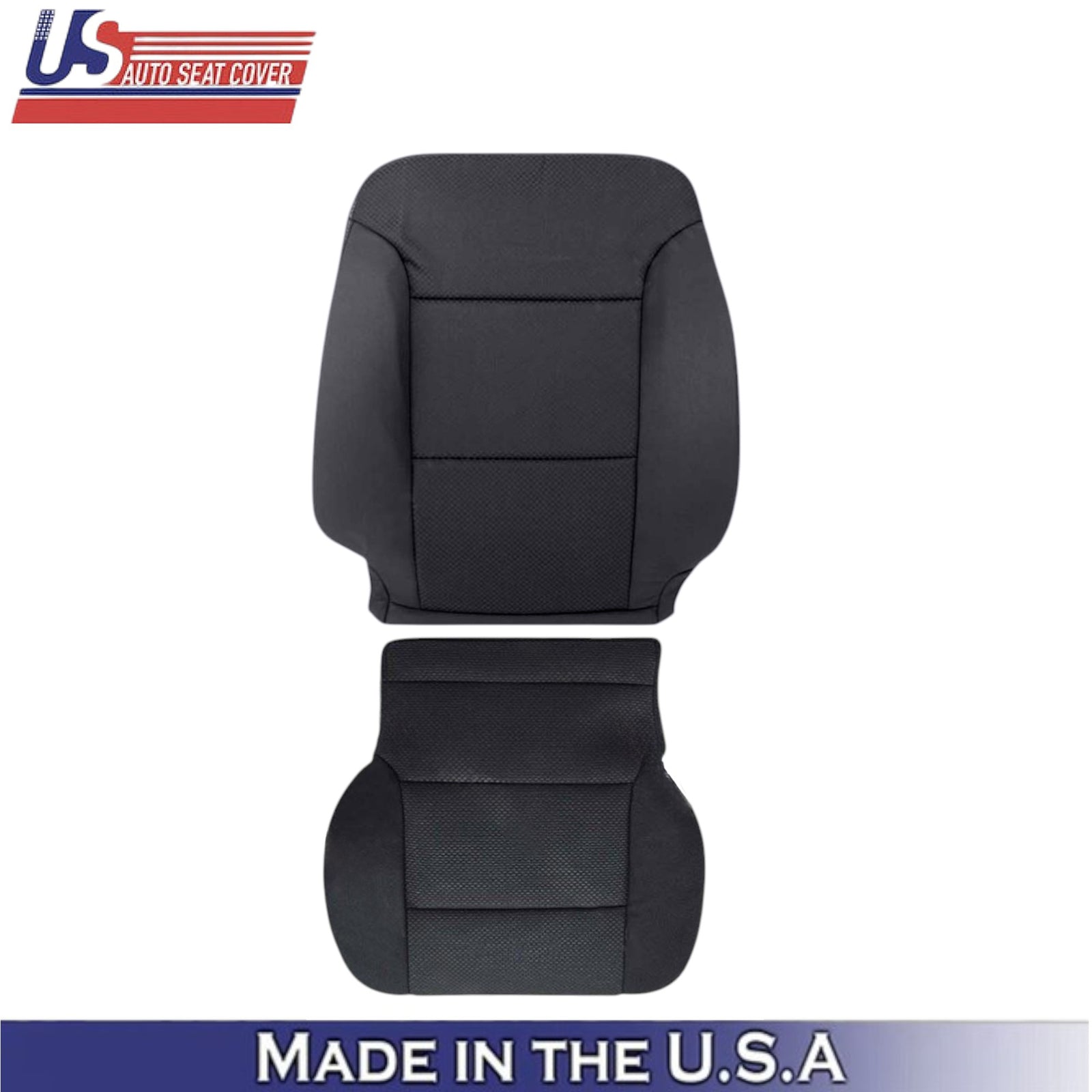 2014-2019 For Chevrolet Silverado Fabric Cloth Front Side Seat Covers Jet Black