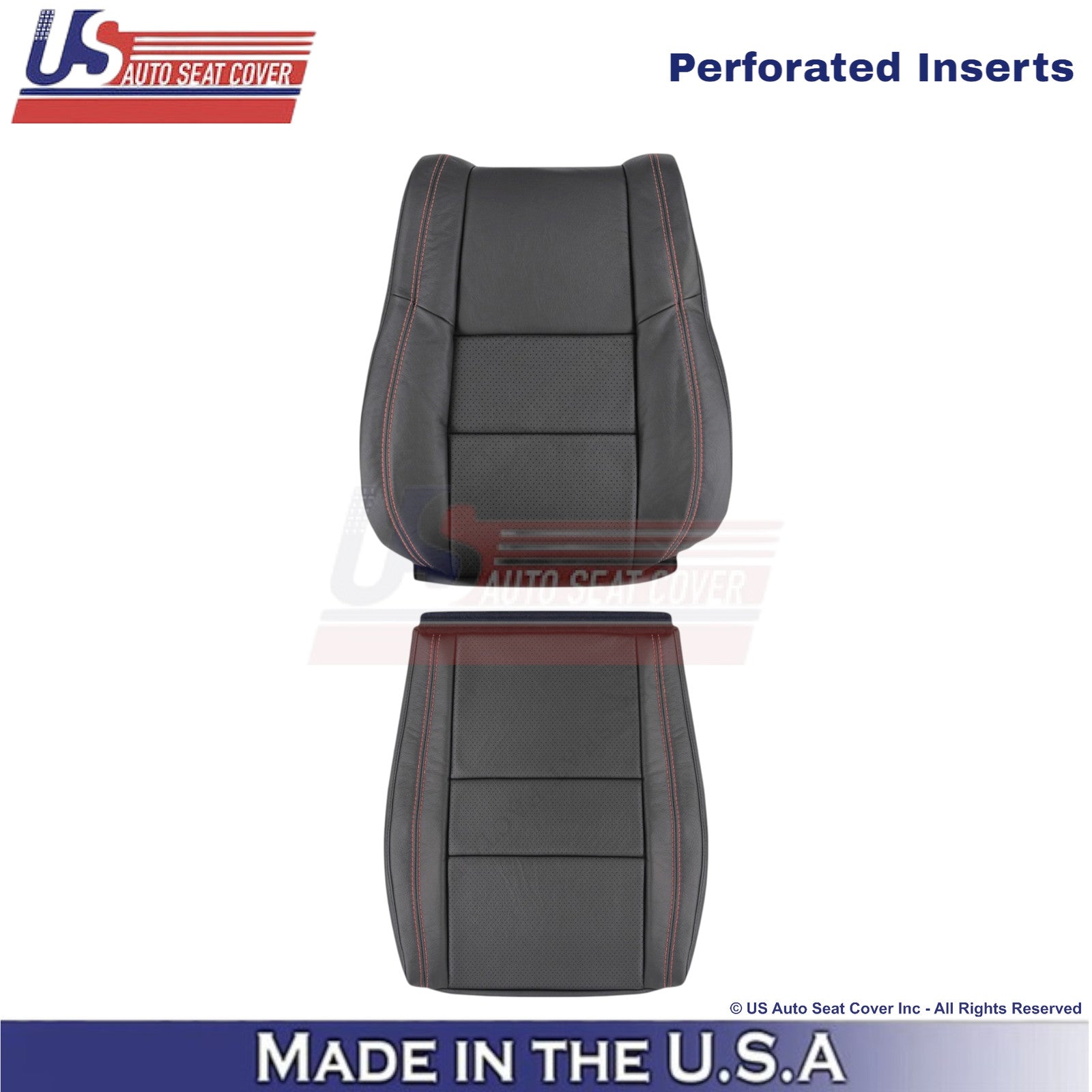 2011-2025 For Dodge Durango Genuine Leather Driver Covers Black w/ Red Stitch