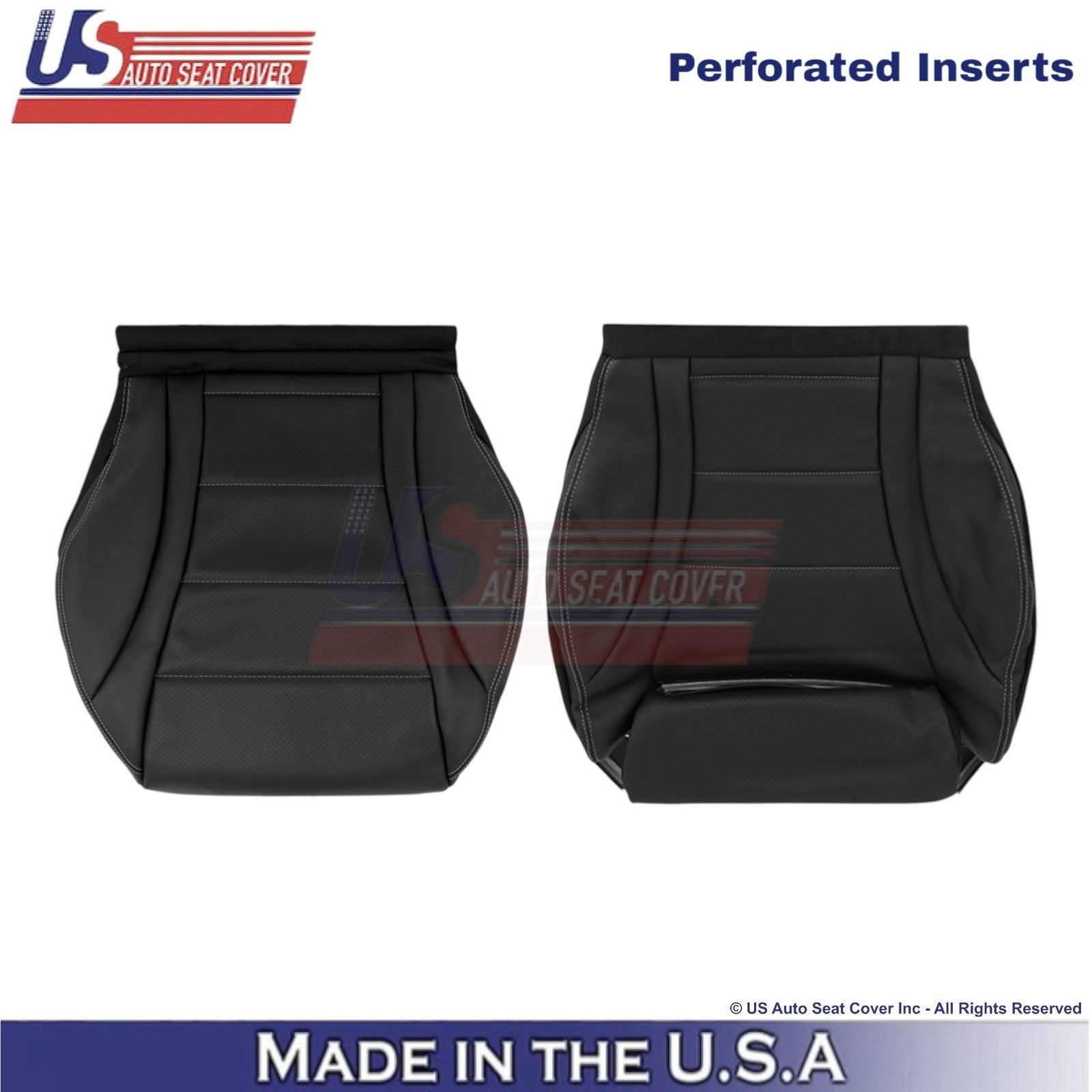 2016-2021 For Mercedes Benz GLC Class Leather Bottom Covers Black - White Stitch