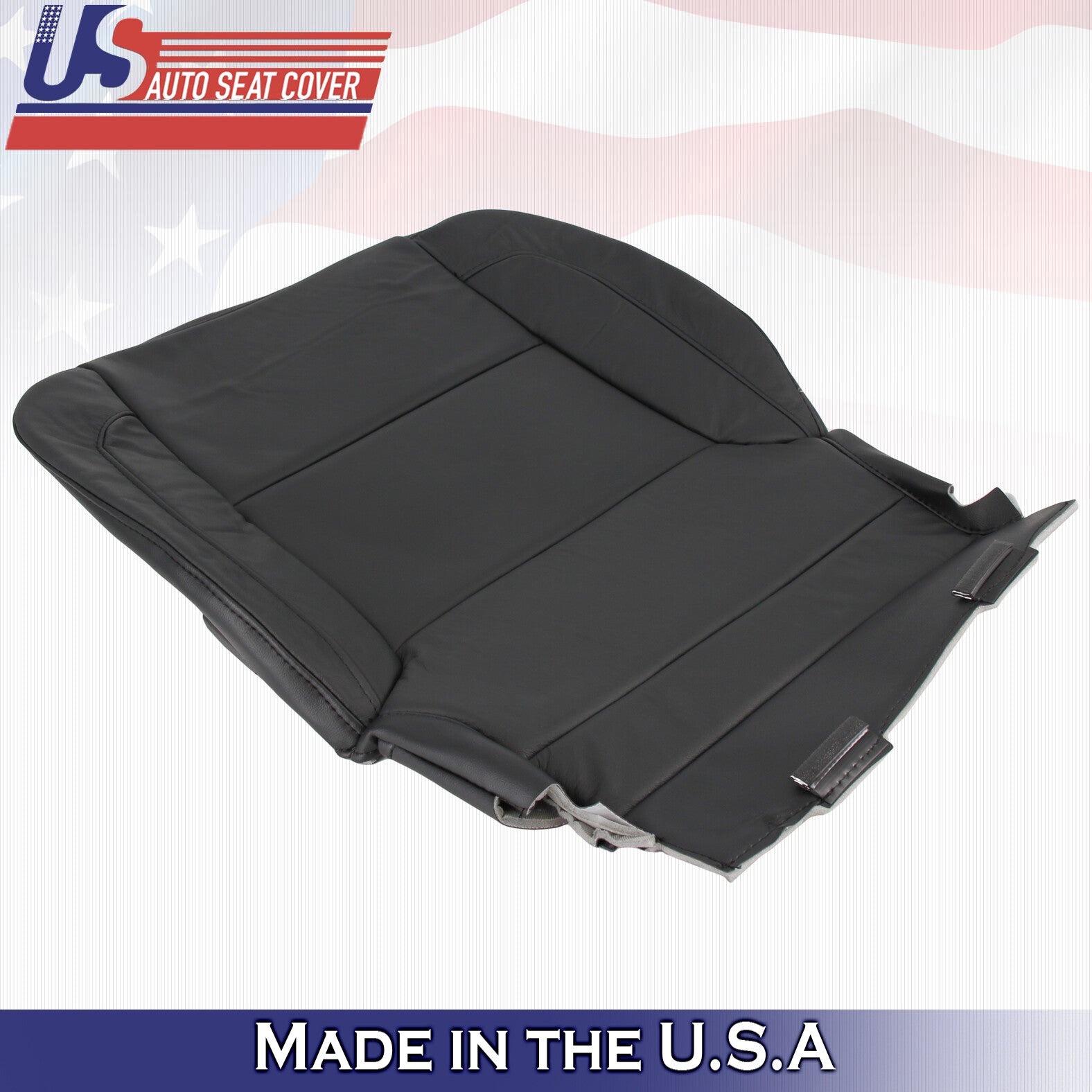 2018 For Chevy Silverado 1500 Driver & Passenger Bottom Leather Seat Covers BLK