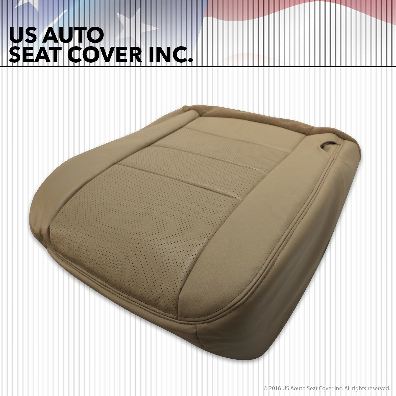2002 - 07 Ford F250 Lariat Front Driver Bottom Leather Seat Cover TAN Perforated