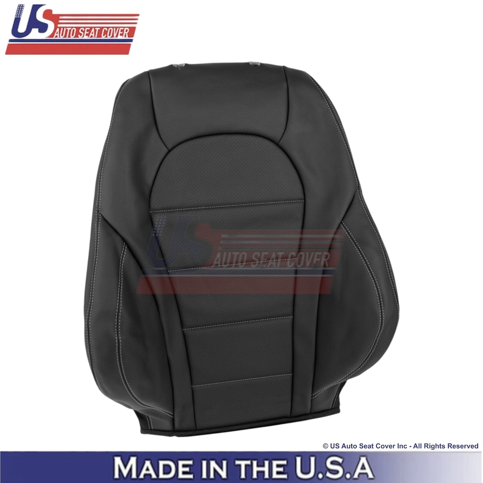 16-21 For Mercedes Benz GLC Class Leather Front Top Covers Black - White Stitch