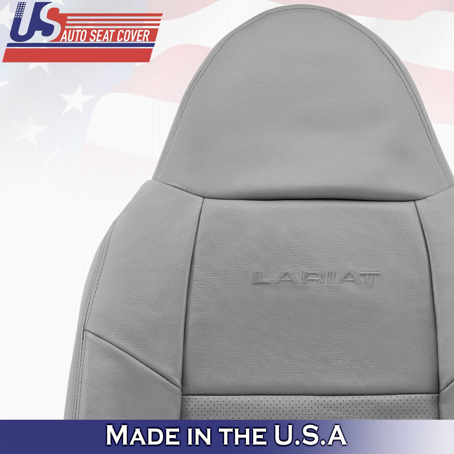 2001 For Ford F250 Lariat Driver & Passenger Top Perforated Leather Covers Gray