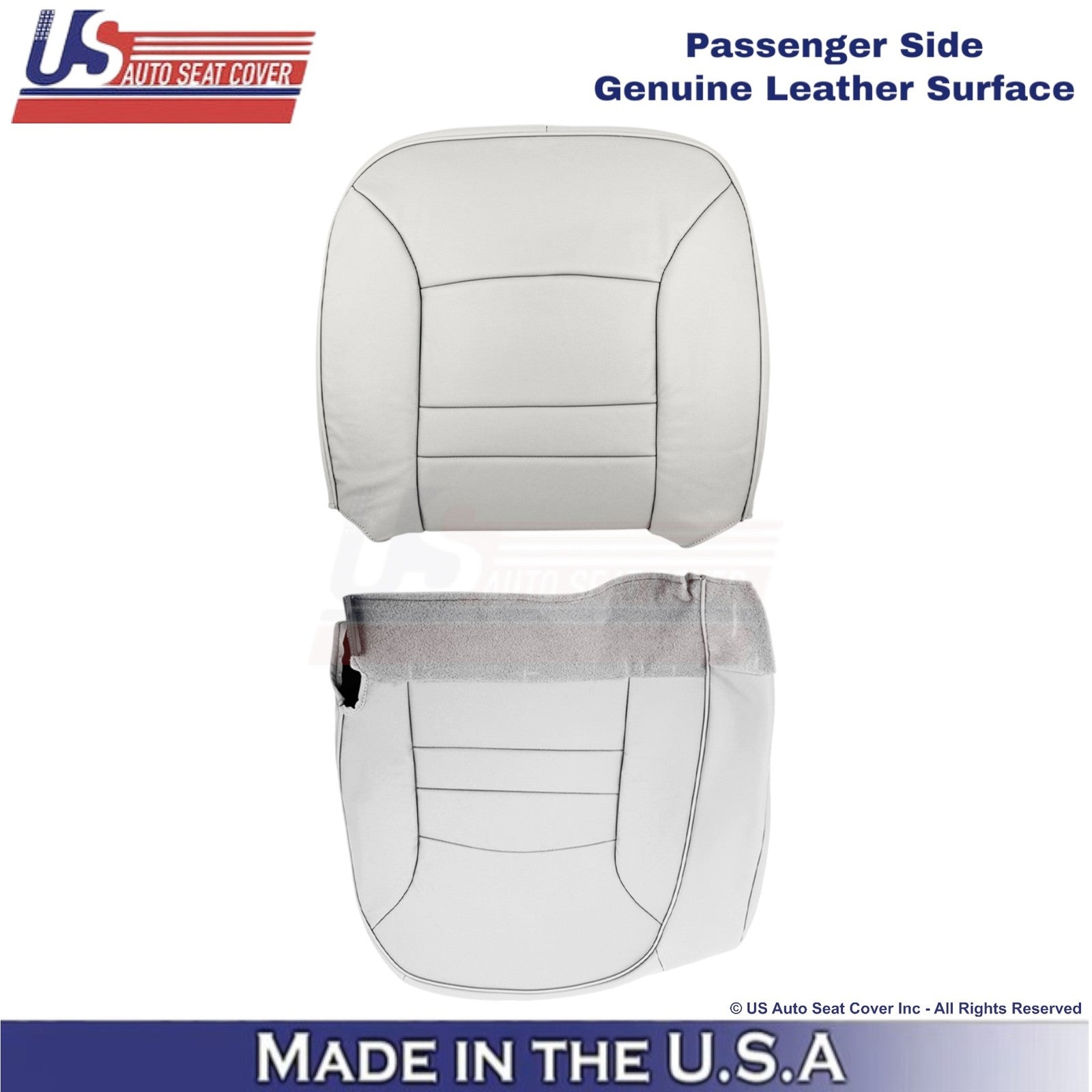 1998-2002 For Ford Crown Victoria Genuine Leather Passenger Side Covers White