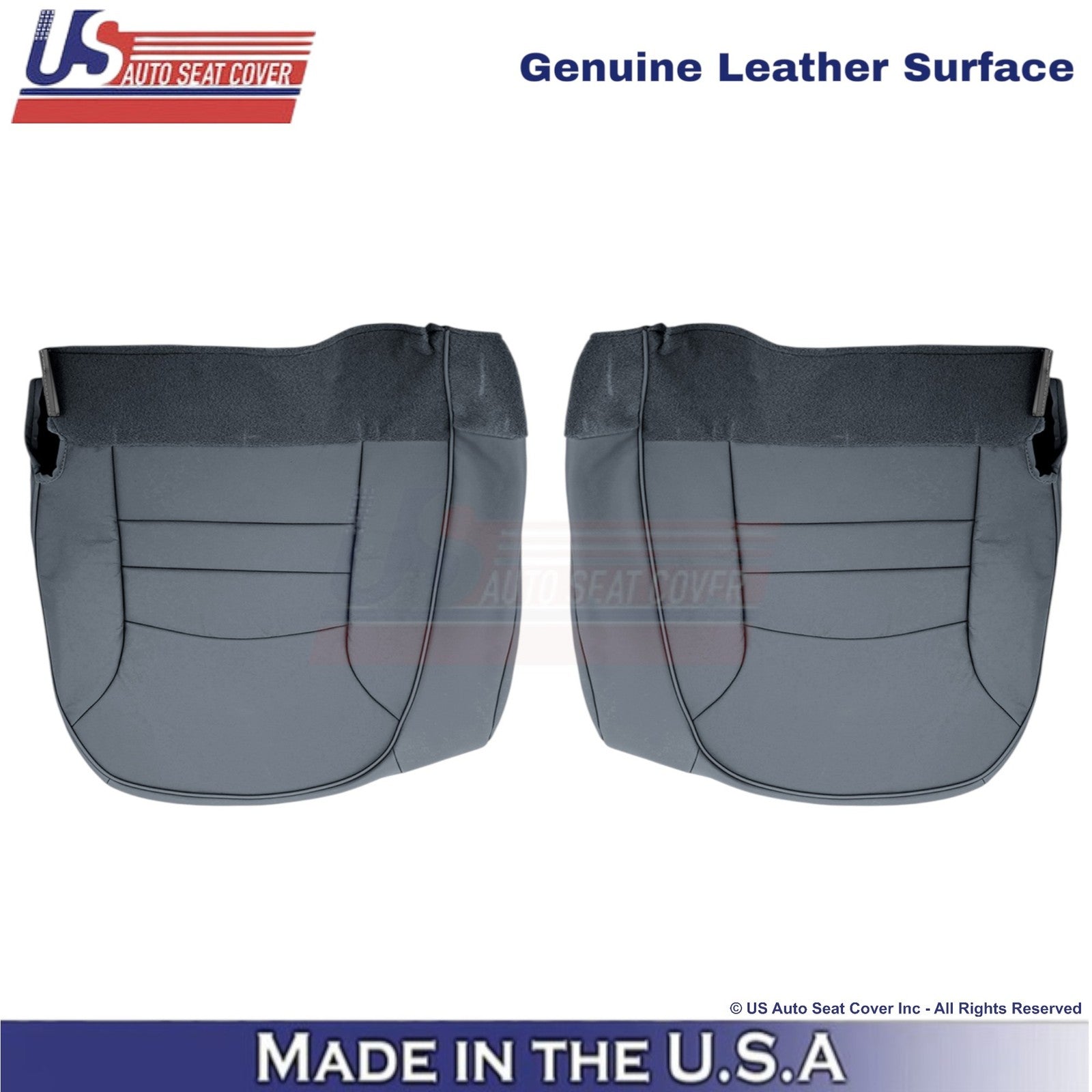 1998-2002 For Ford Crown Victoria Genuine Leather Front Bottom Seat Covers Gray