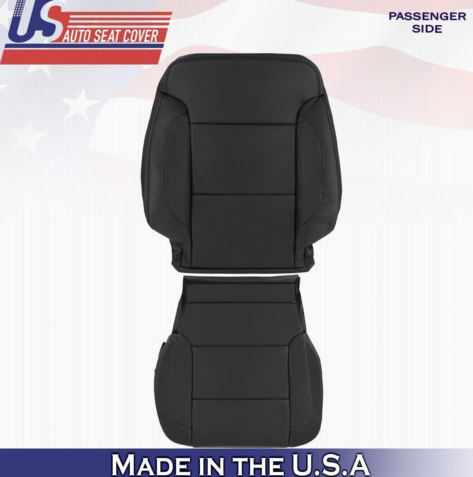 2018 2019 For Chevy Suburban Passenger Top & Bottom Leather Seat Covers Black