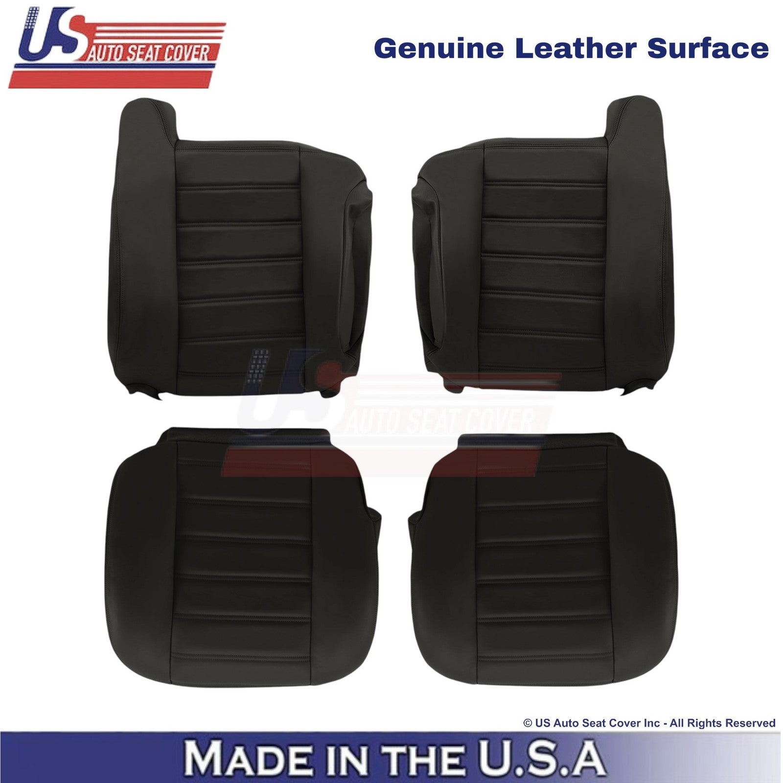 2003-2007 For Hummer H2 Genuine Leather Front Replacement Covers Ebony Black