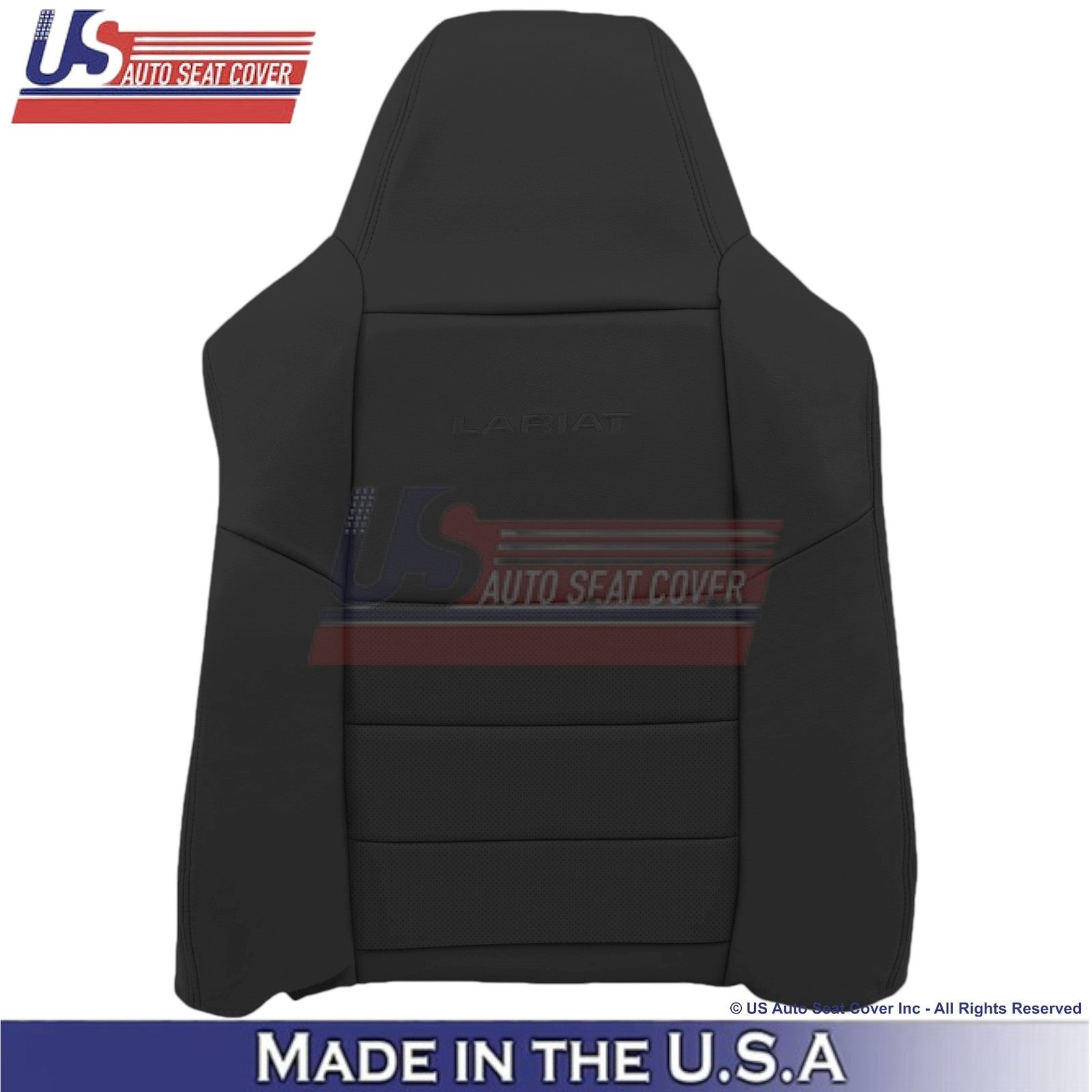 2004-2007 For Ford F250 F350 Lariat Leather Perf Front Top Seat Covers Black