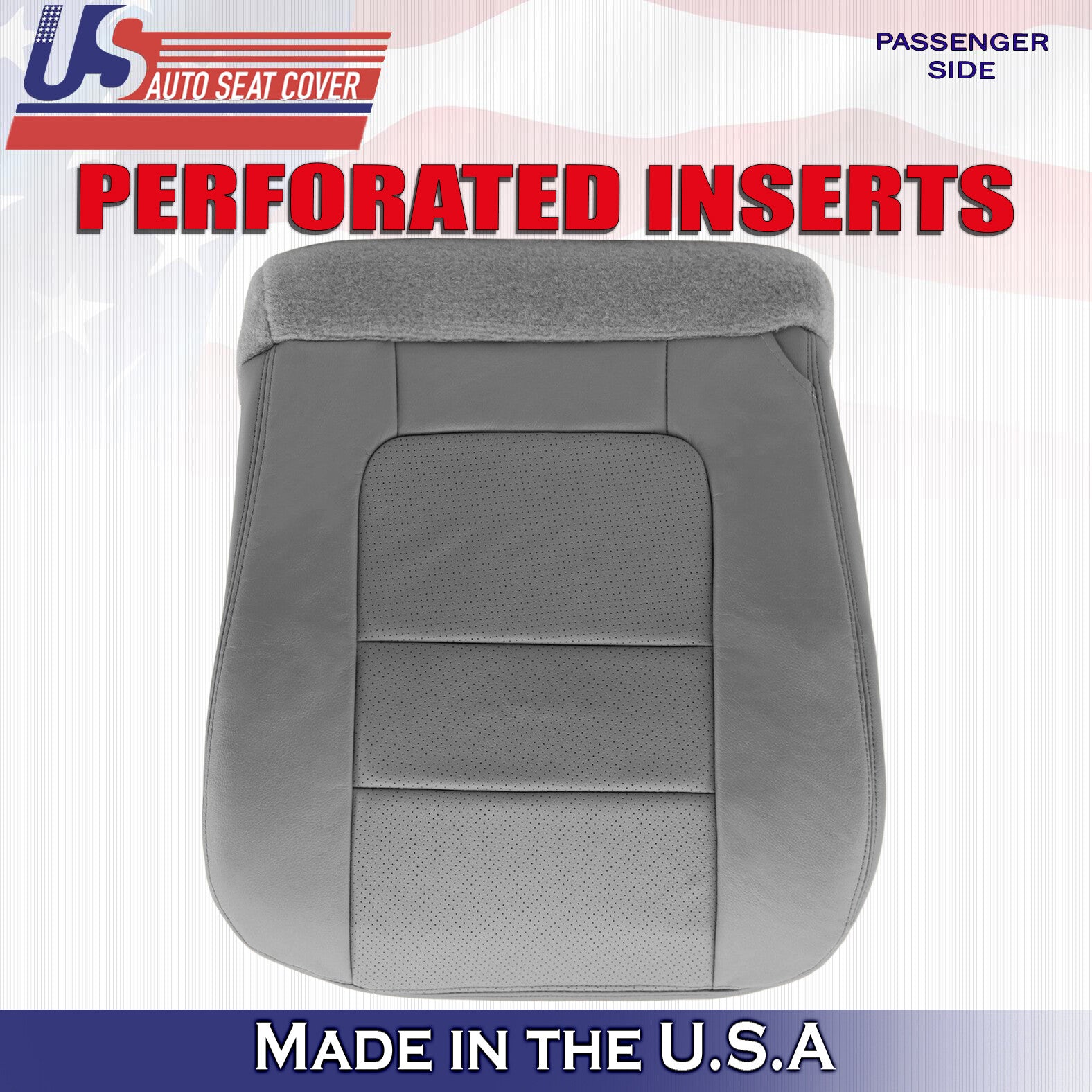 2001 For Ford F250 F350 Lariat Passenger Bottom Perforated Leather Cover Gray