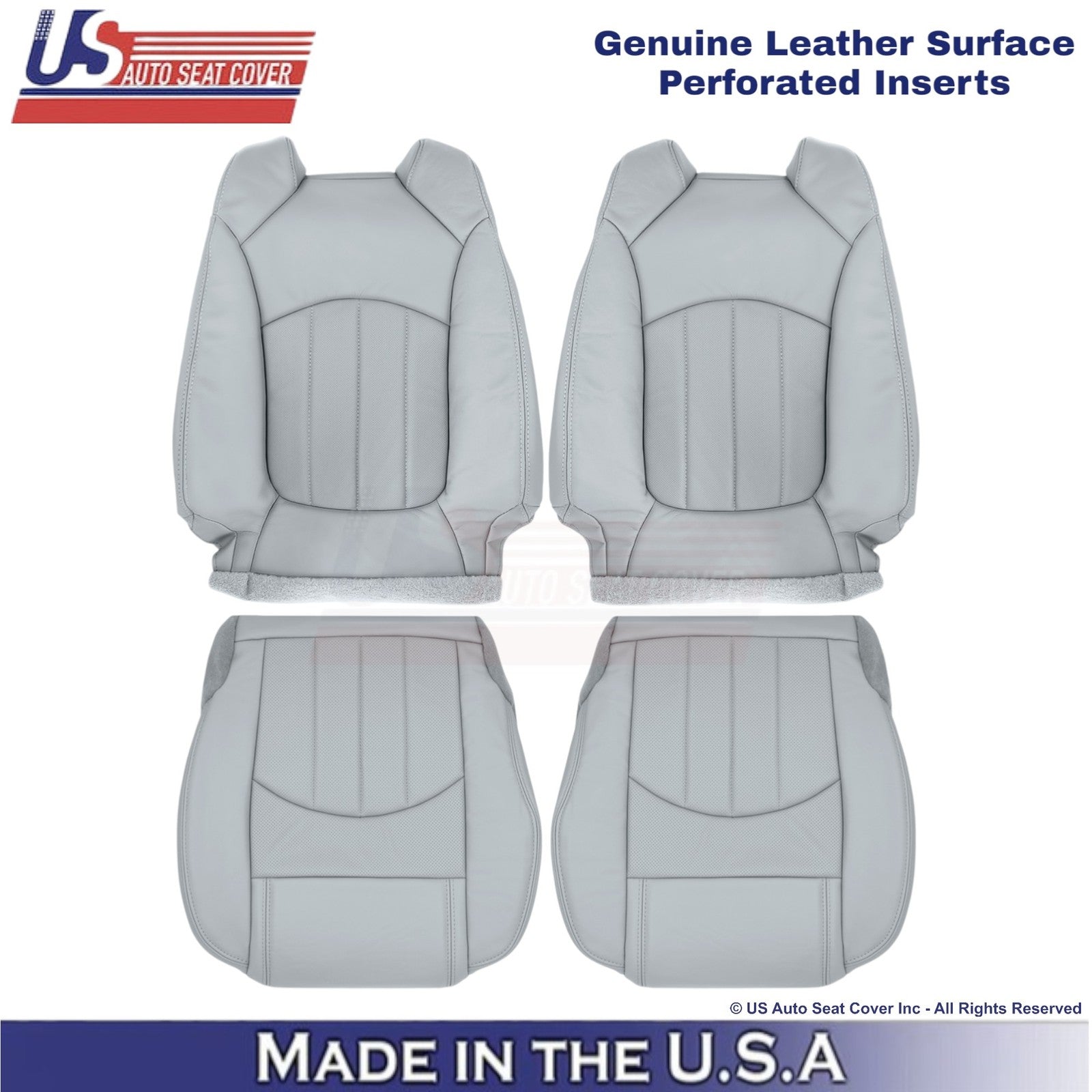 2013-2017 Fits Chevy Traverse Genuine Leather Perf. Front Covers Light Titanium