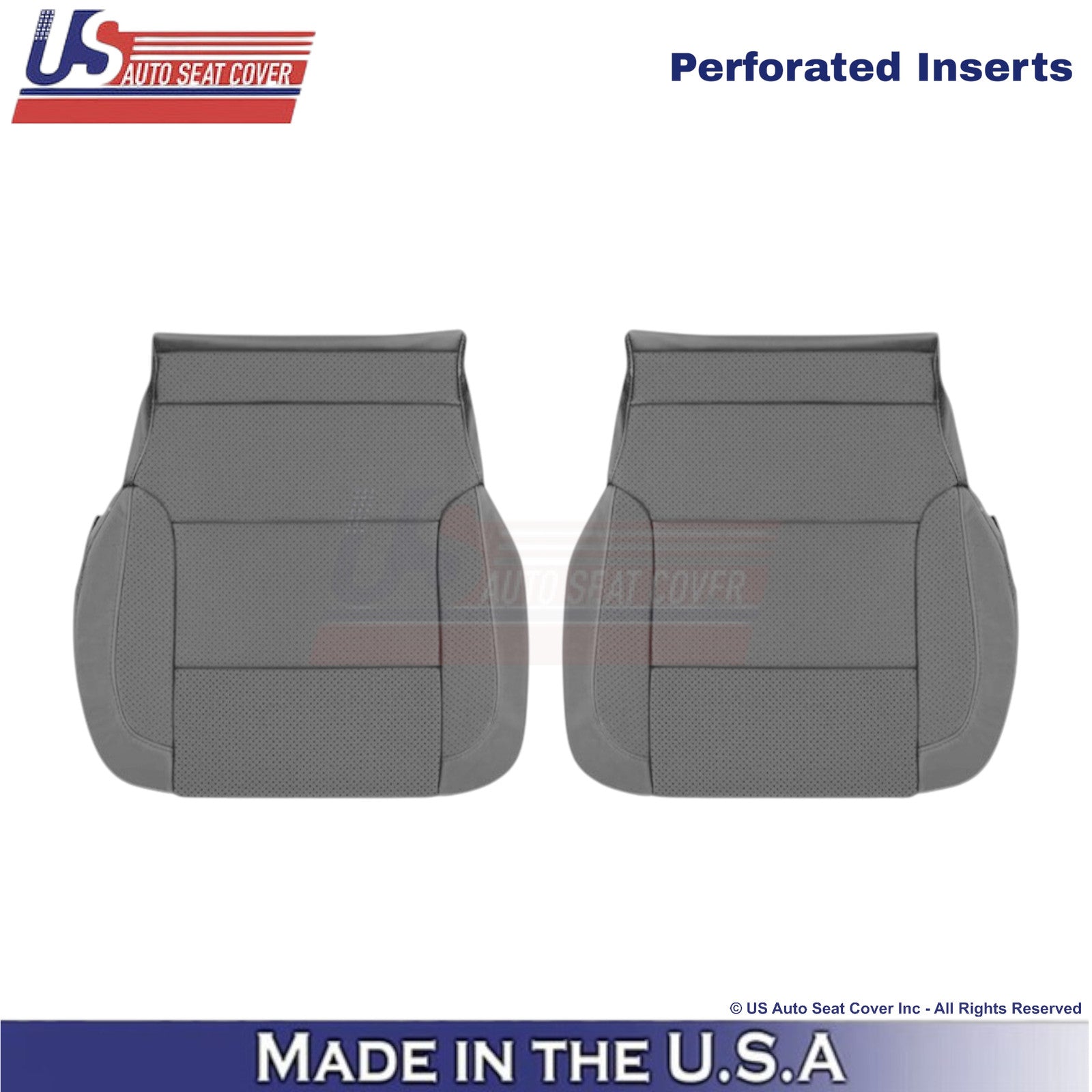 2014-2019 For Chevy Silverado 1500 LT Leatherette Perf Front Bottom Covers Gray