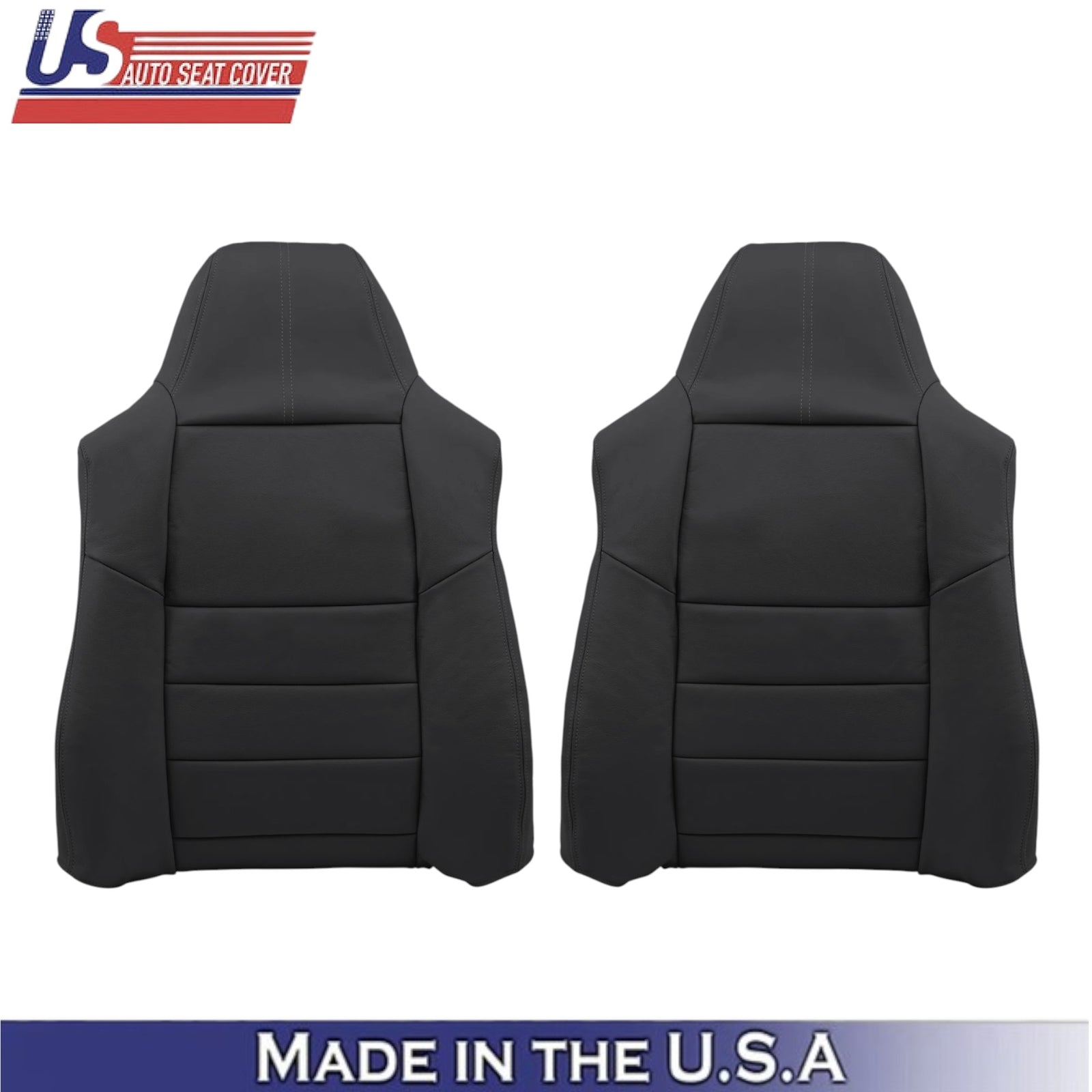 2008-2010 For Ford F250 Lariat Leatherette Front Seat Covers Charcoal Black