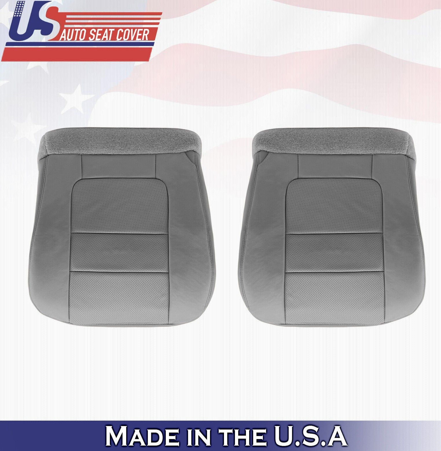 2001 For Ford F350 Lariat Driver Passenger Bottom Perforated Leather Cover Gray