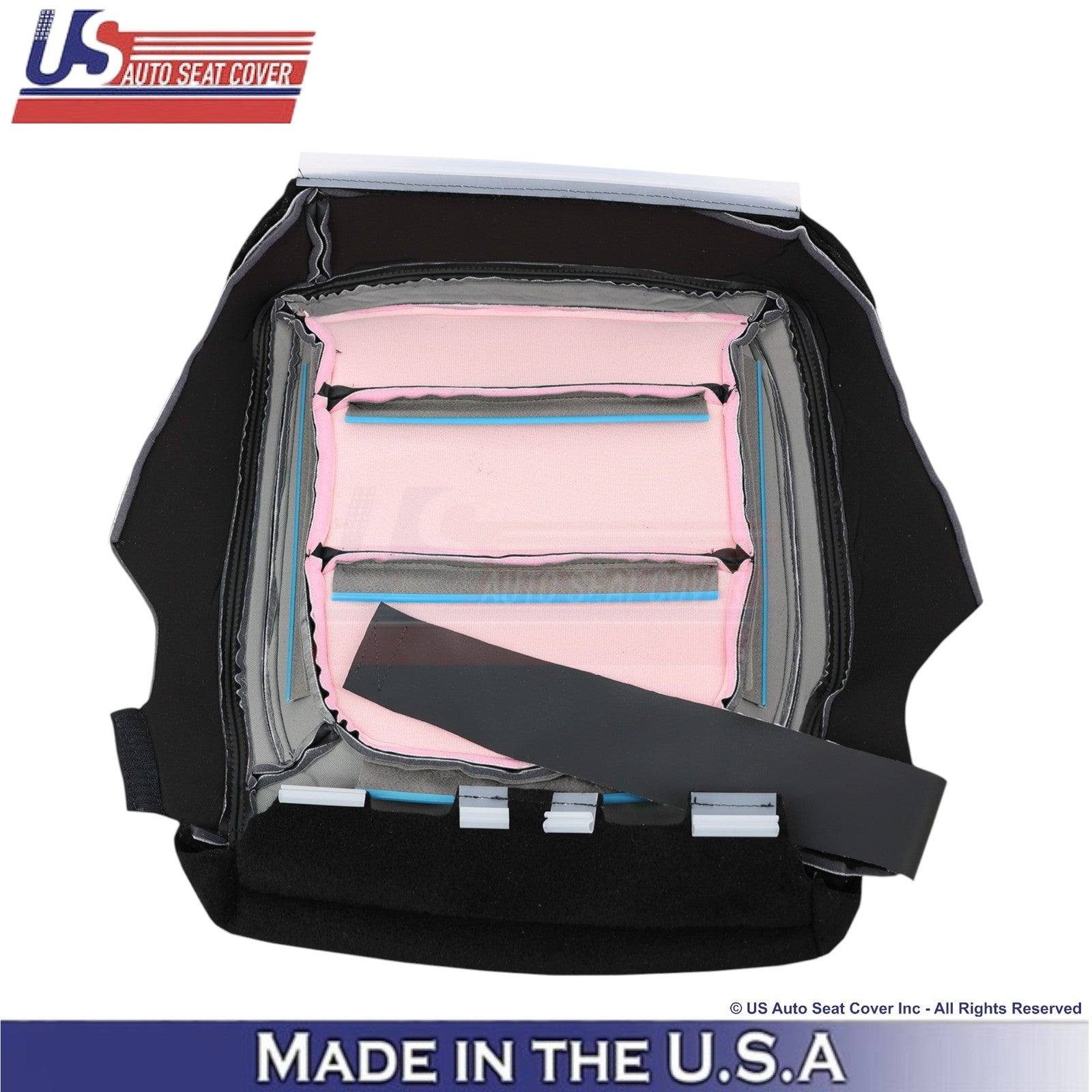 2013-15 For Chevy Malibu Genuine Leather Front Bottom Covers Black w/white Stch