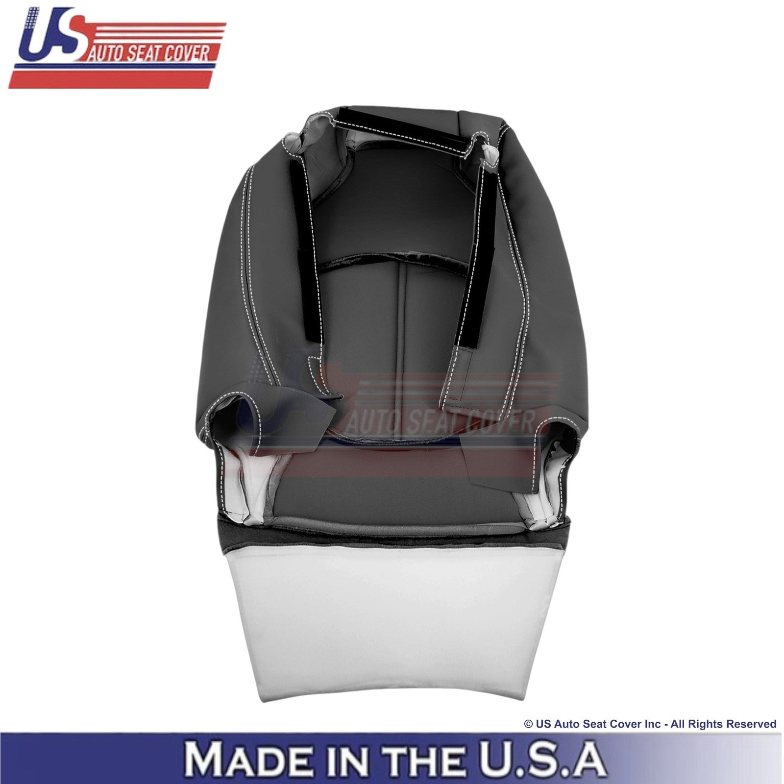 2013-2017 Fits Chevy Traverse Genuine Leather Front Seat Covers Ebony-White Stch