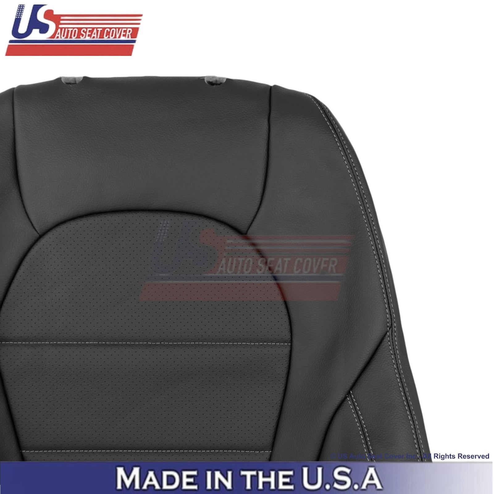16-21 For Mercedes Benz GLC Class Leather Passenger Covers Black - White Stitch
