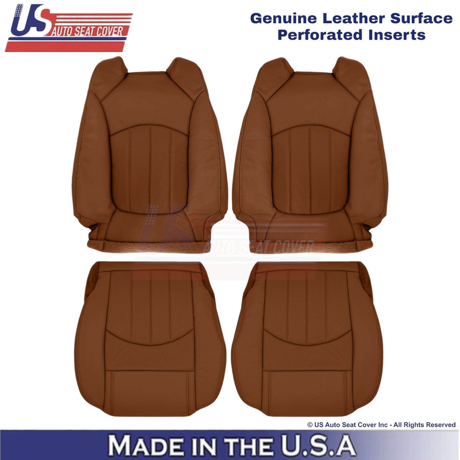 2015-2017 Fits Chevy Traverse Genuine Leather Perf. Front Seat Covers Saddle Up