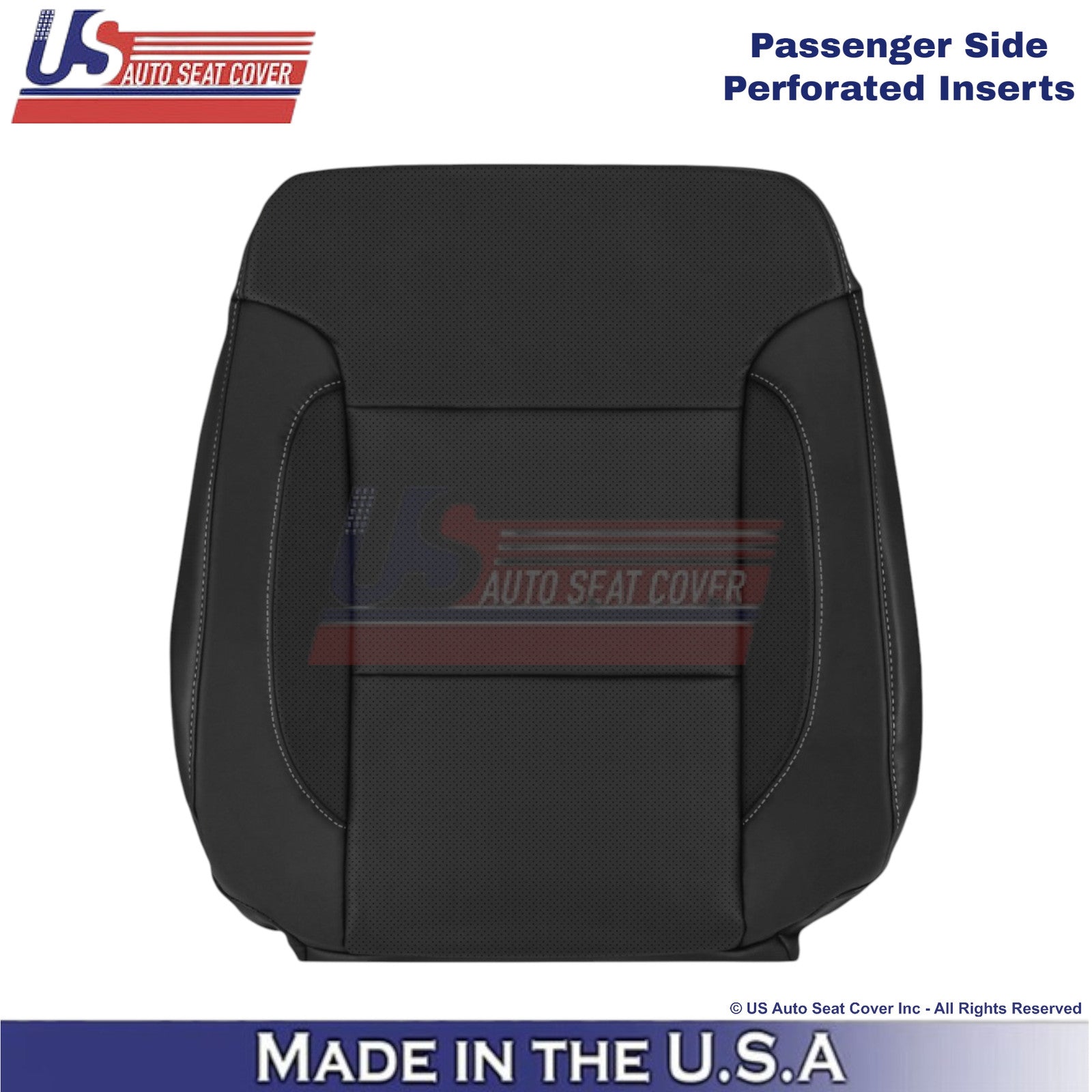 2015-2020 For Chevy Suburban Leatherette Perf Passenger Top Seat Cover Jet Black