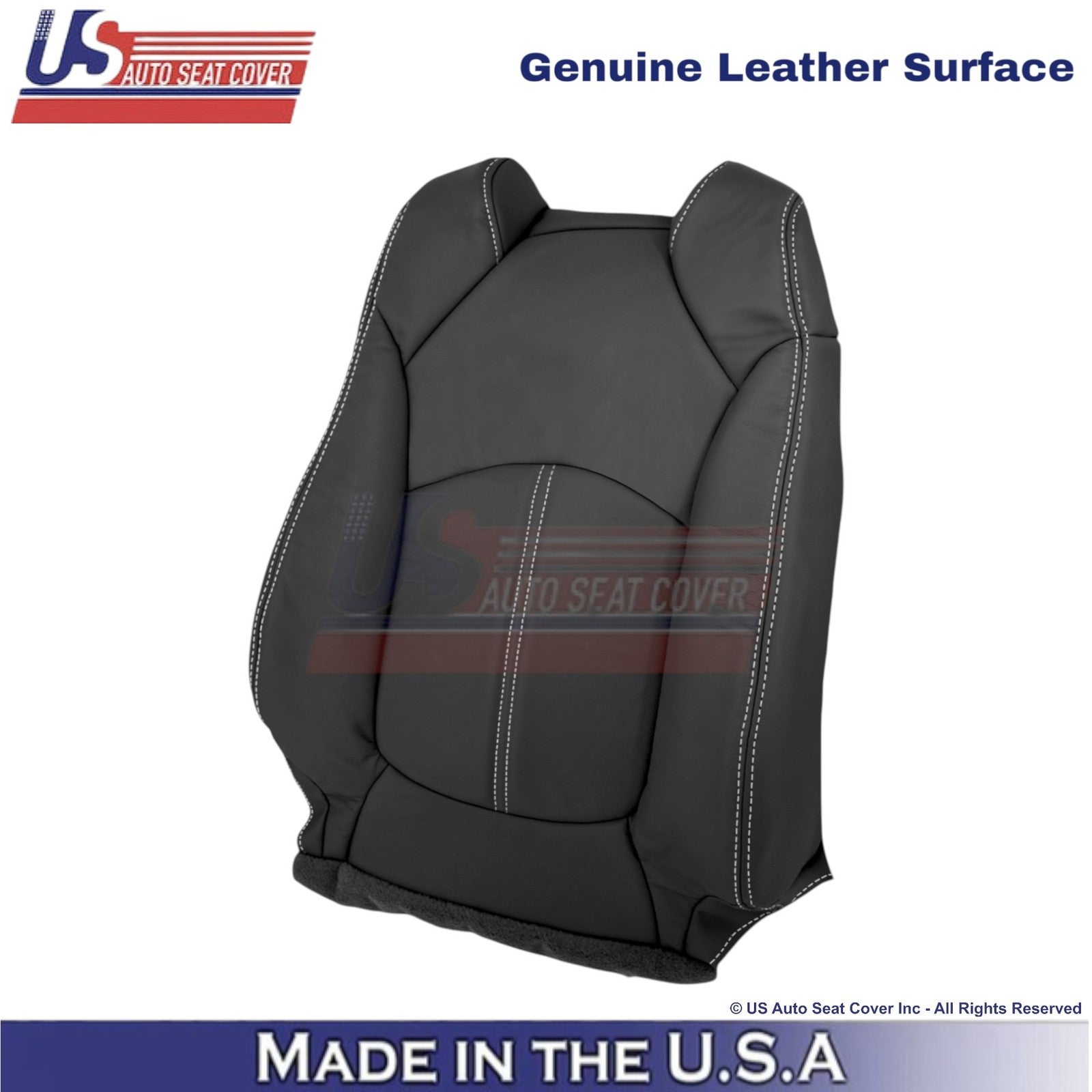 2013-2017 Fits Chevy Traverse Genuine Leather Driver Top Cover Ebony-White Stch
