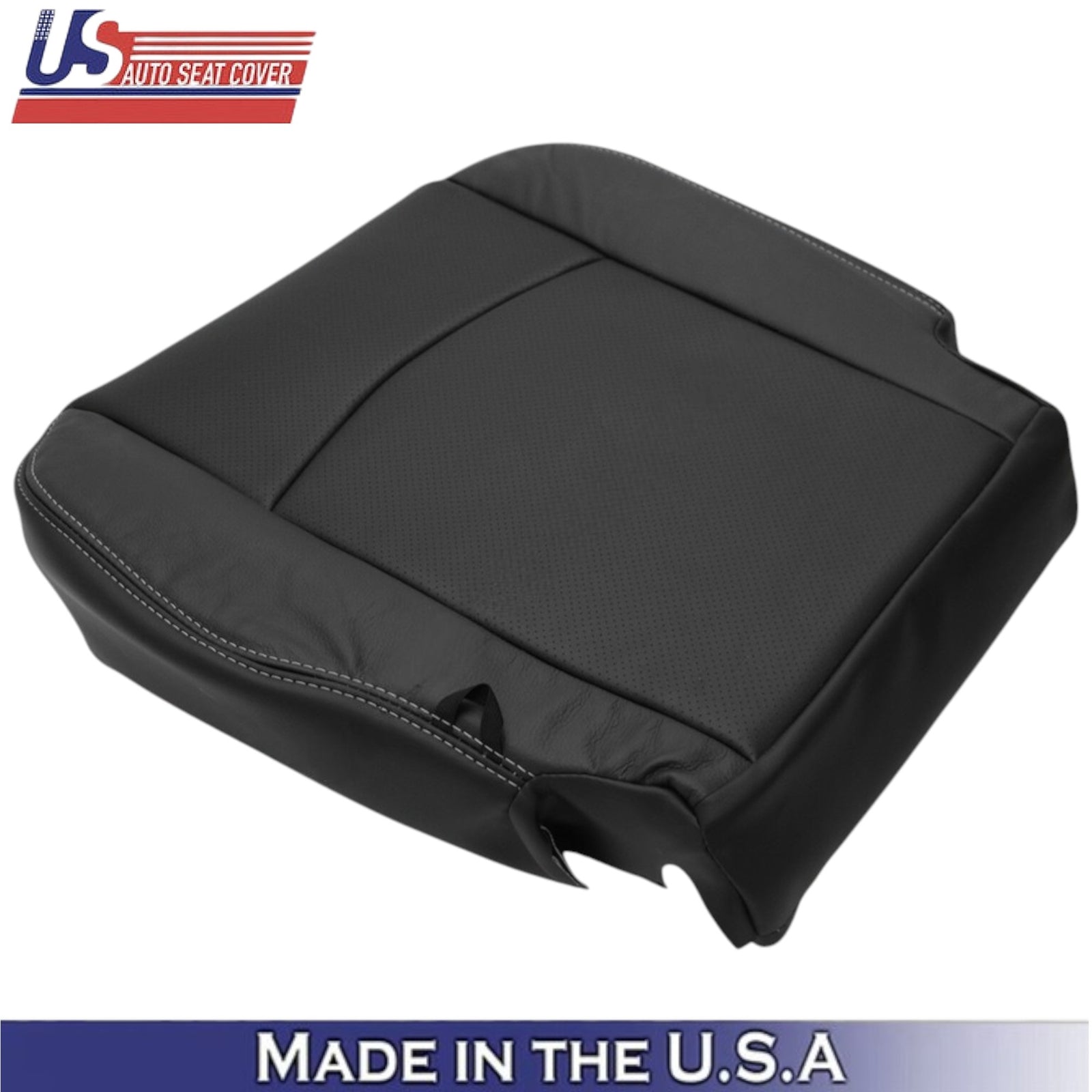 2013-2018 For Dodge Ram 2500 Leather Front Bottom Covers Black-White Stitching