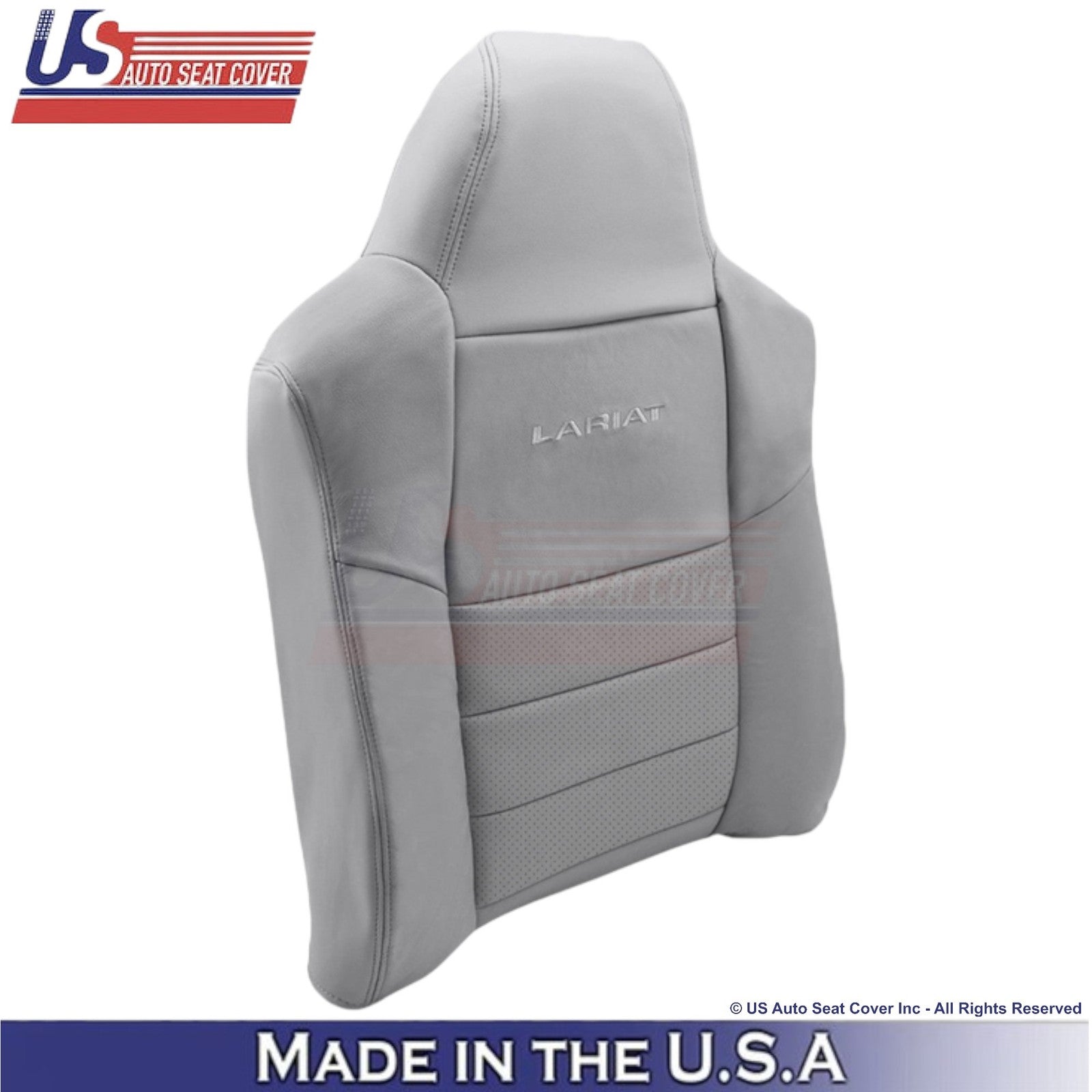 2002-2003 Fits Ford F250 F350 Lariat Leather Perf Driver Side Seat Covers Gray