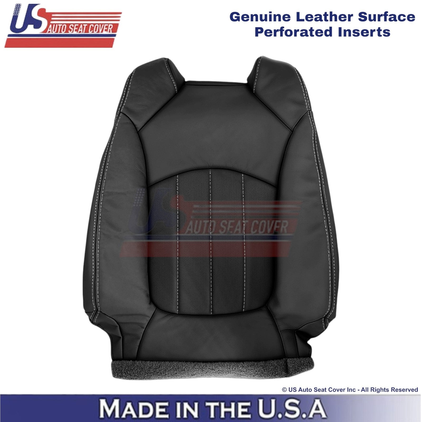 2013-2017 Fits Chevy Traverse Genuine Leather Perforated Front Seat Covers Ebony