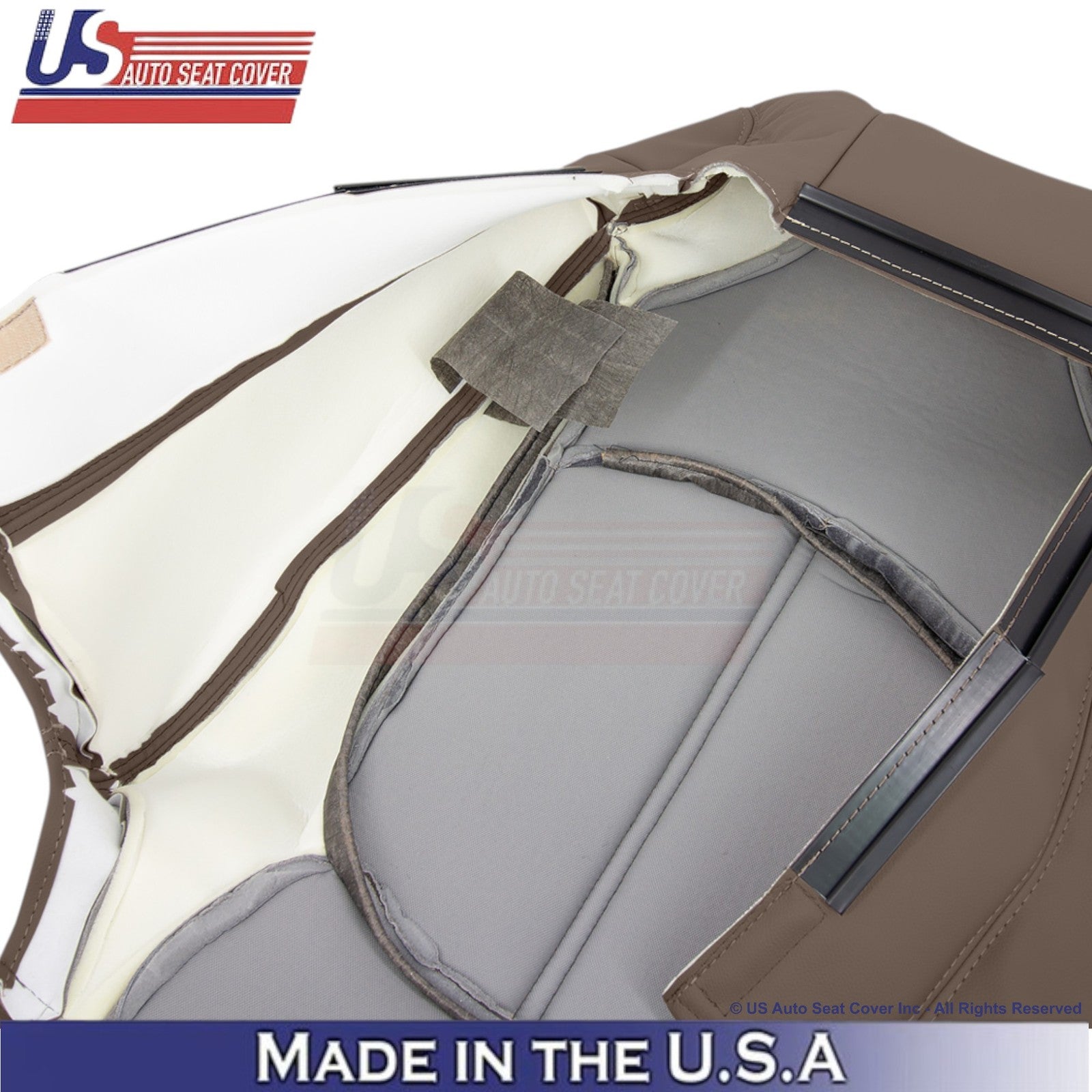 2013-2016 Fits GMC Acadia Leatherette Front Replacement Seat Covers Dk. Cashmere
