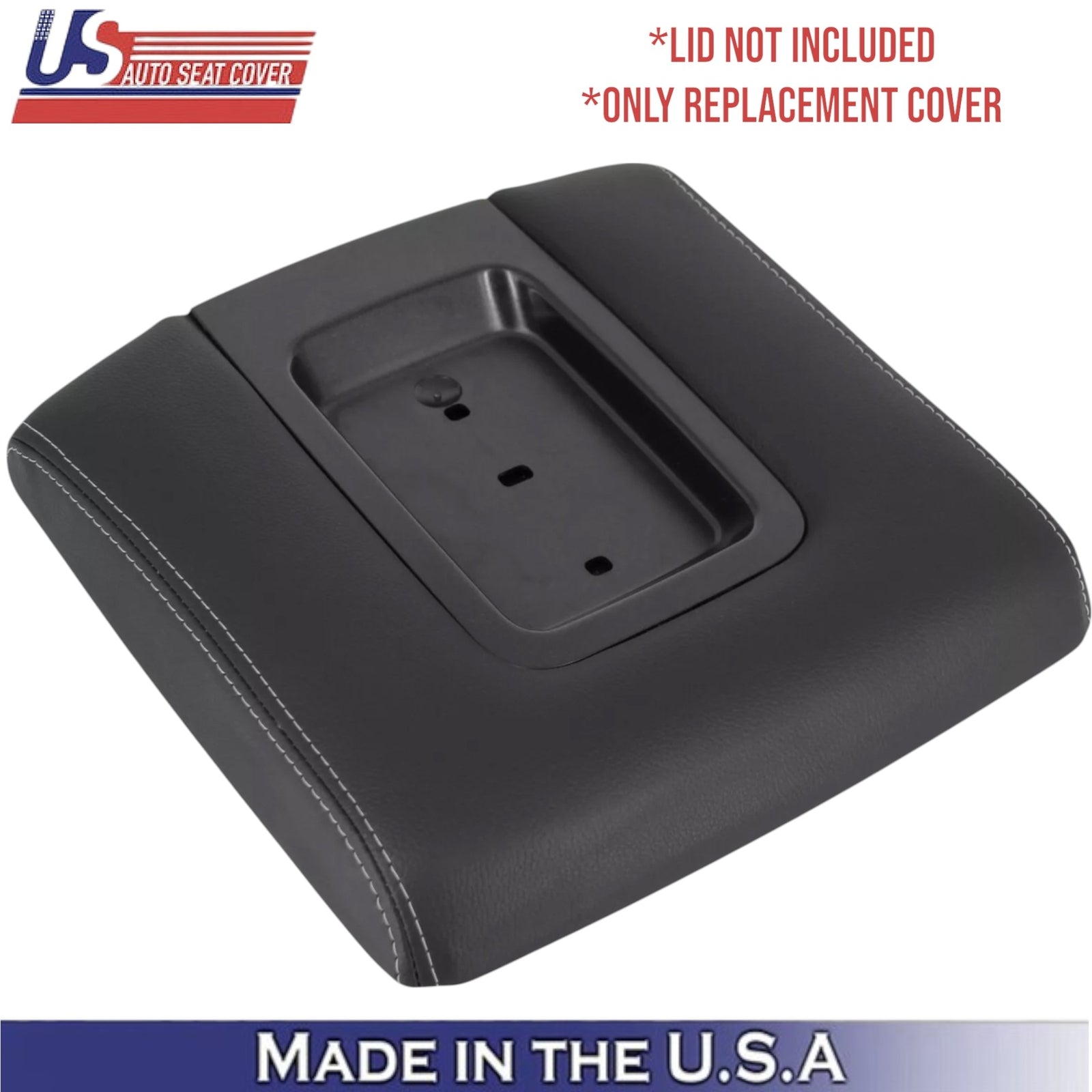 2014-2019 For Chevrolet Silverado Leatherette Center Console Lid Cover Jet Black