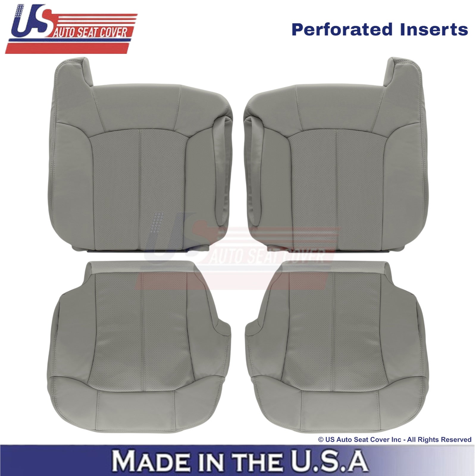 2002 For Cadillac Escalade Leatherette Front Replacement Seat Covers Pewter Gray