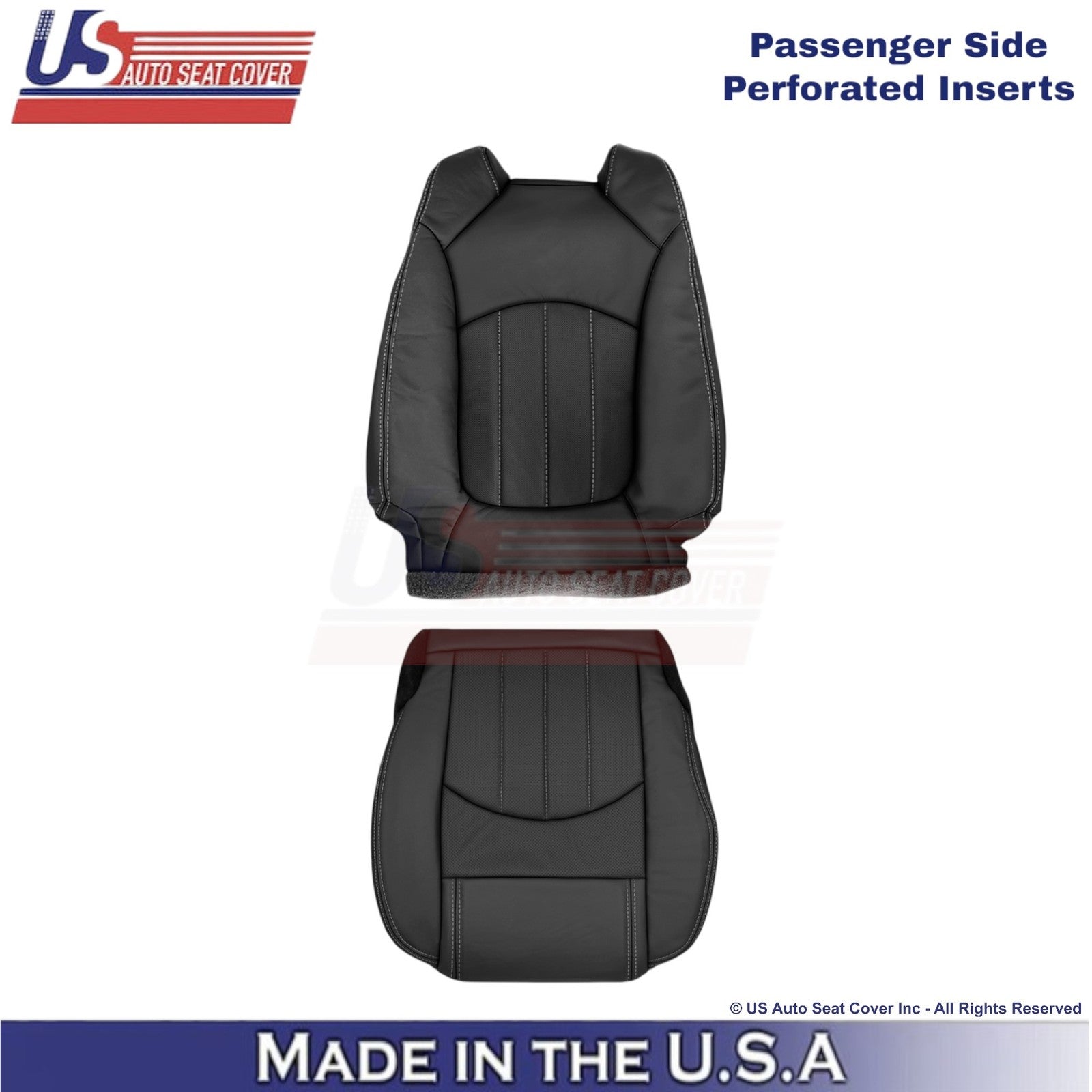 2013-2017 Fits Chevy Traverse Leather Perforated Front Replacement Covers Ebony
