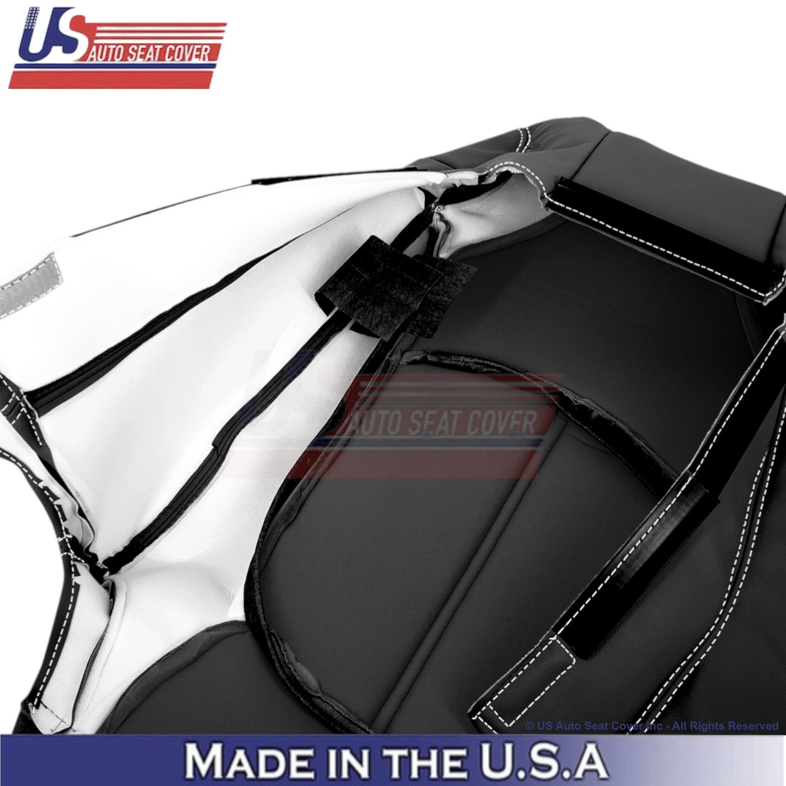 2013-2017 Fits Chevy Traverse Genuine Leather Front Top Covers Ebony-White Stch